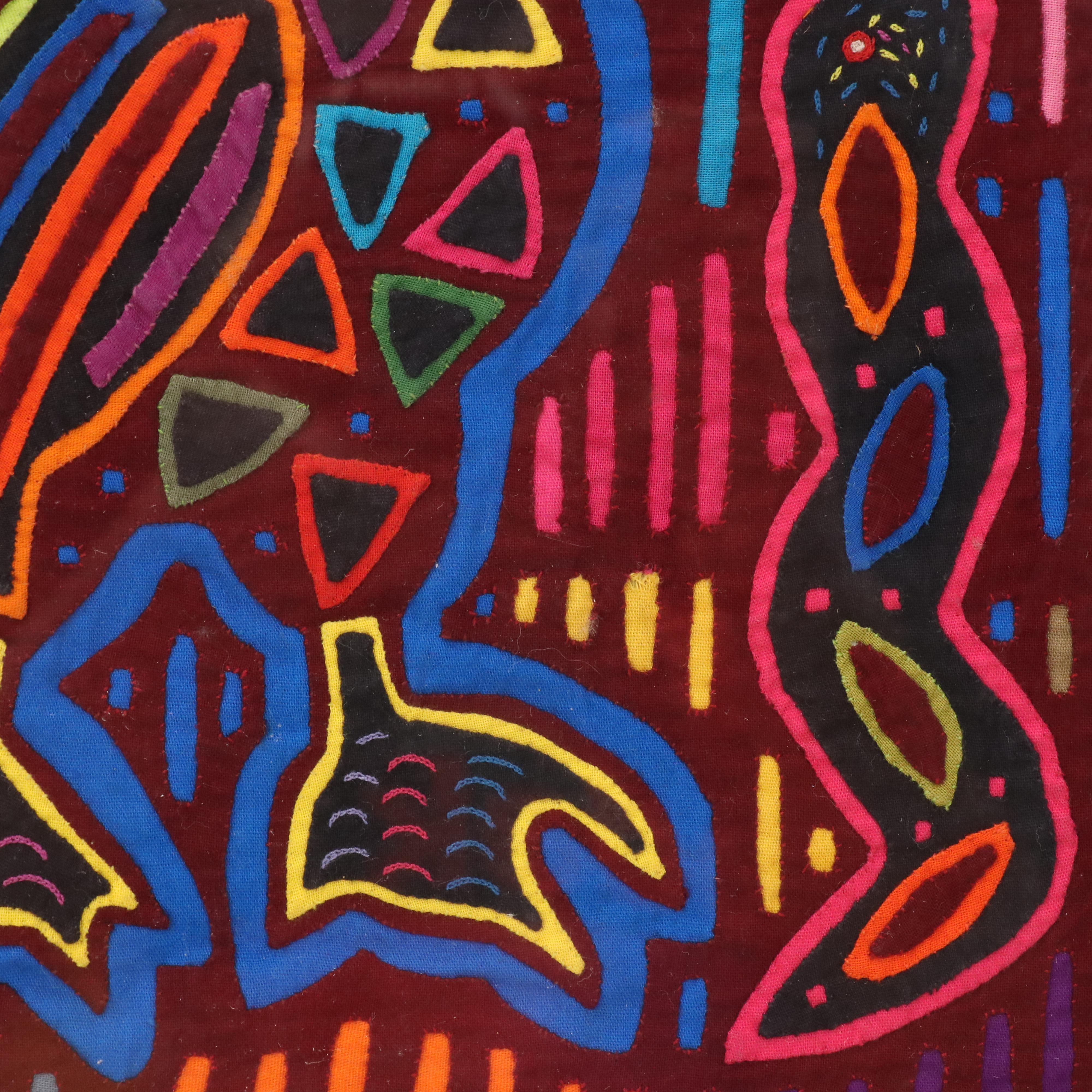 Kuna Mola Textile Folk Art of Rooster and Snake, 20th - 21st Century