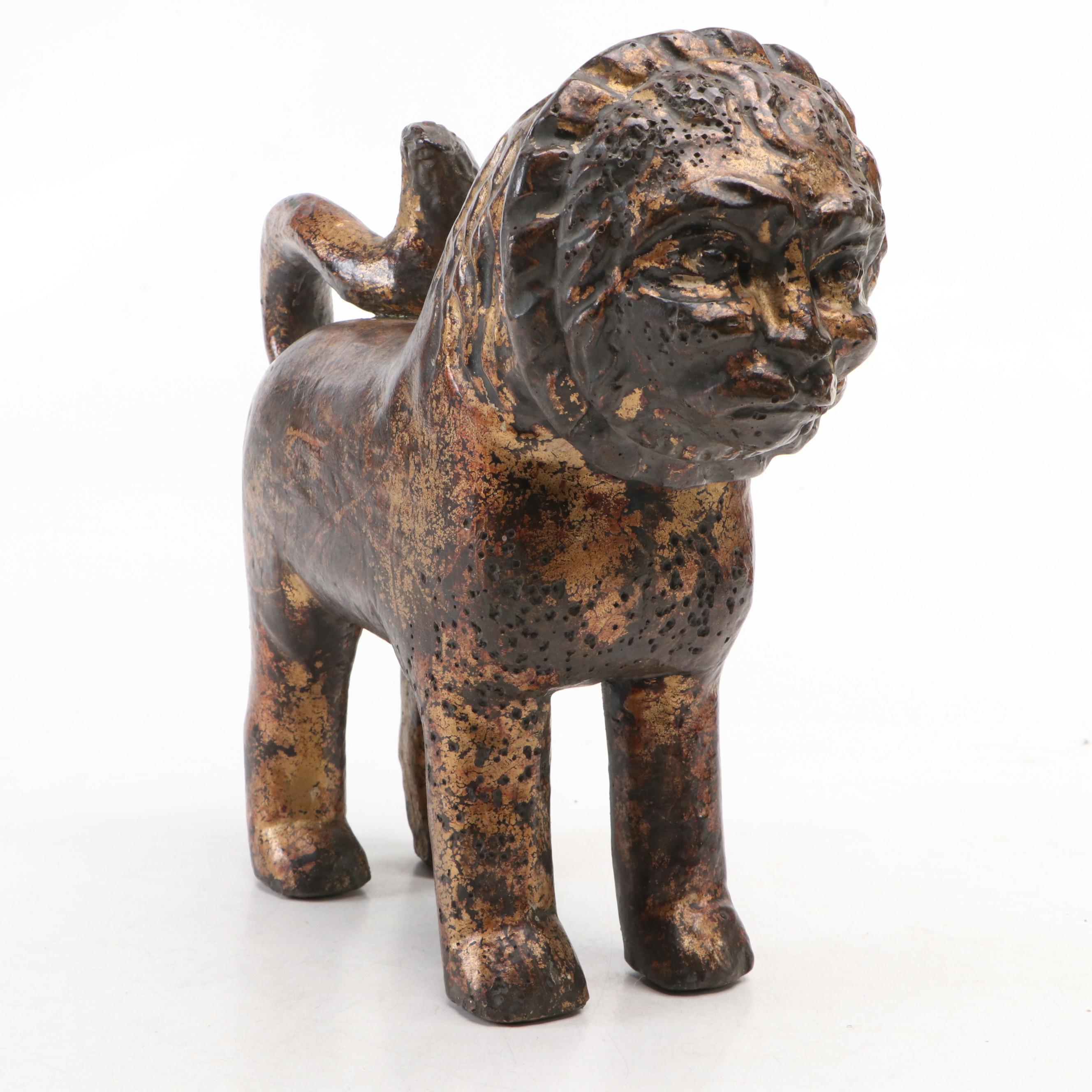 Bronzed Cast Plaster Lion