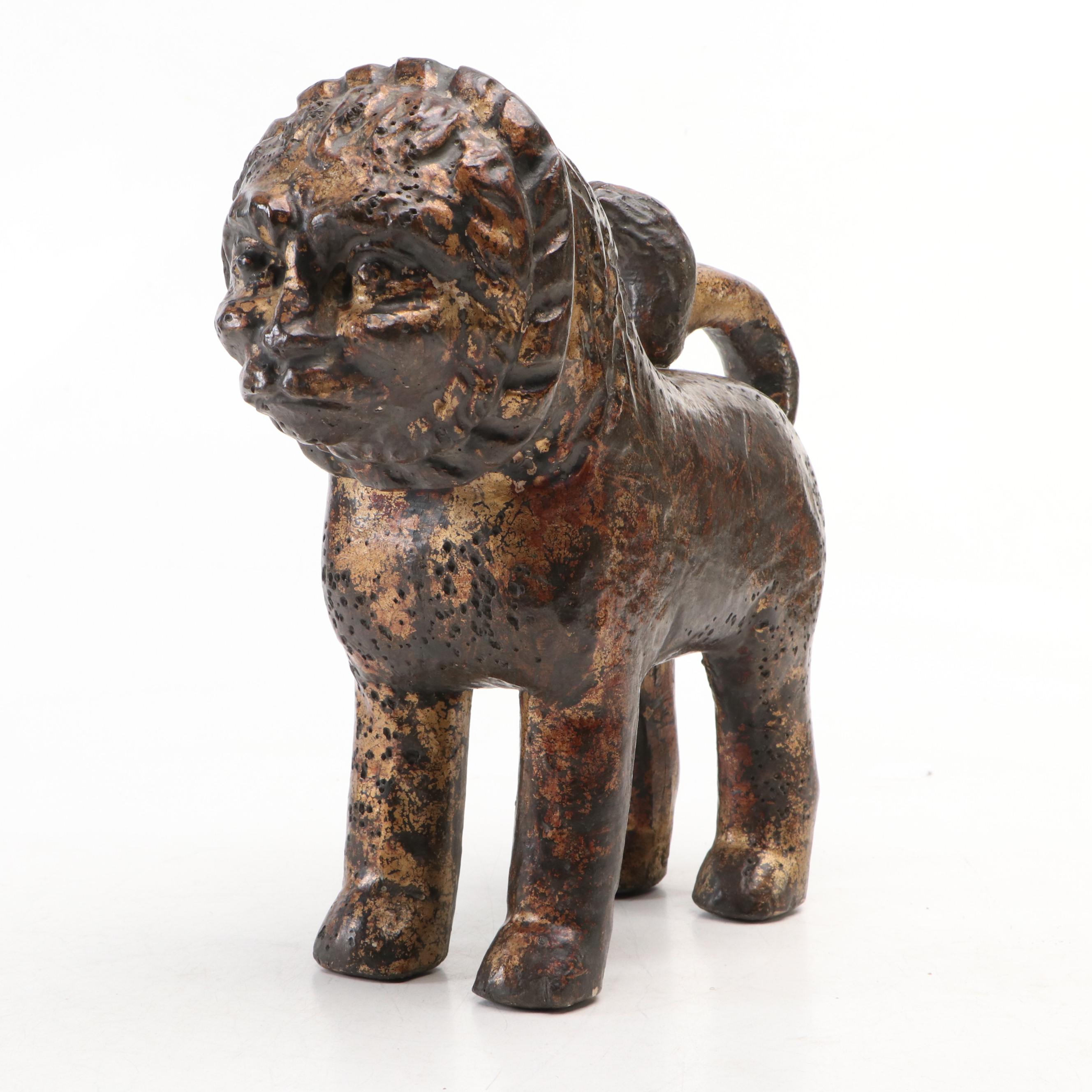 Bronzed Cast Plaster Lion