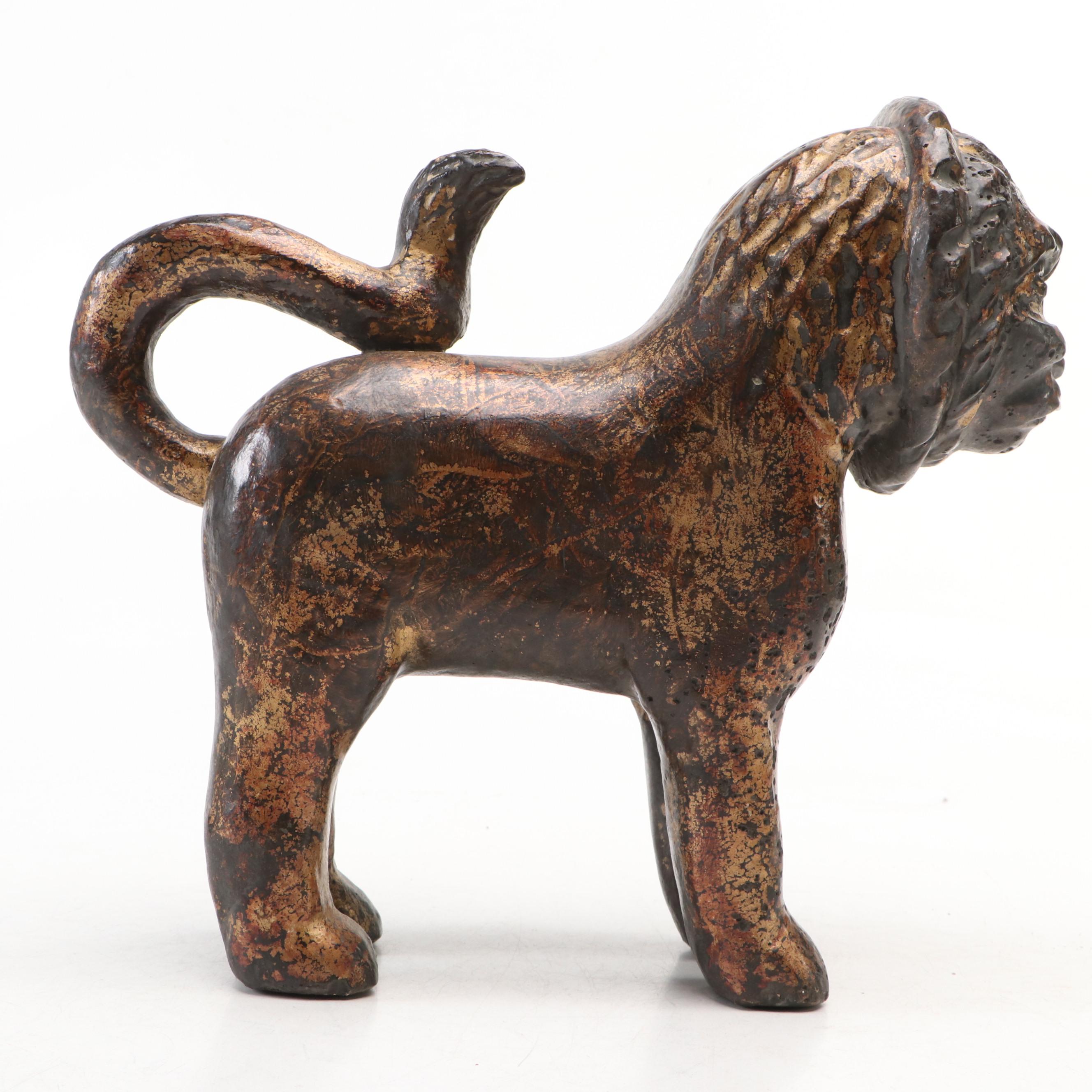 Bronzed Cast Plaster Lion