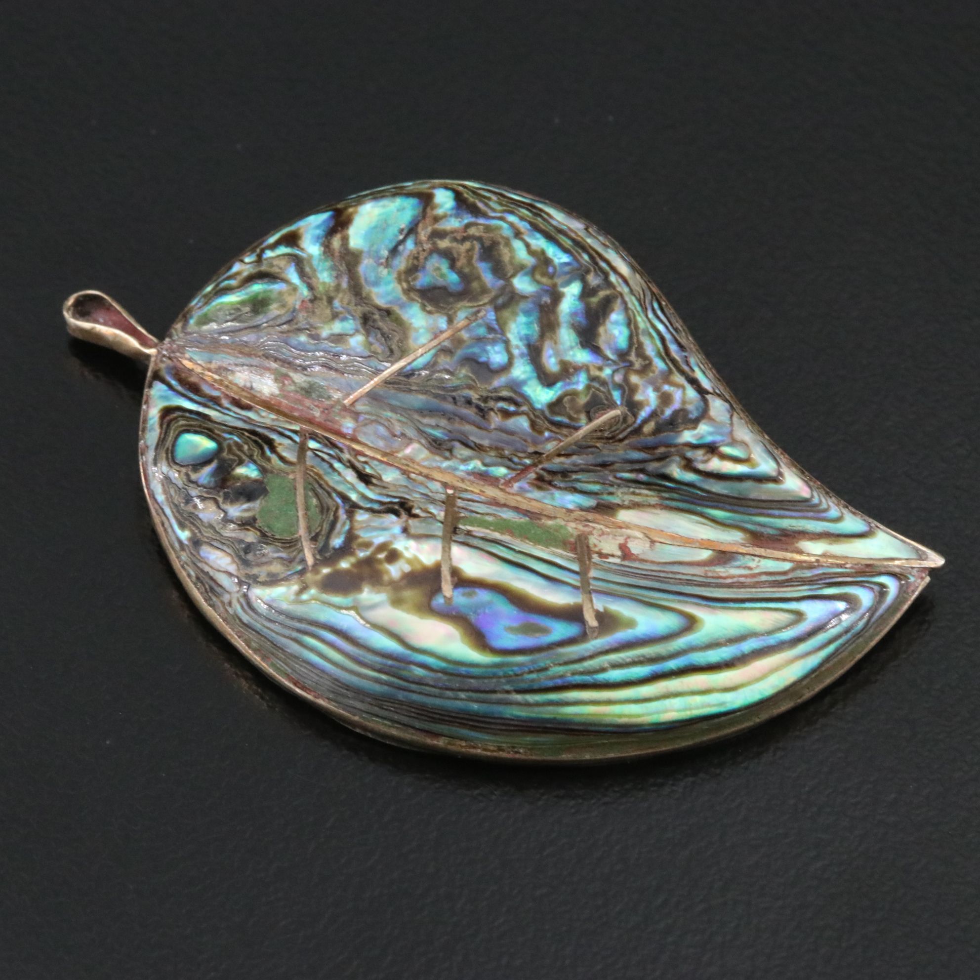 Mexican Sterling Abalone Leaf Brooch