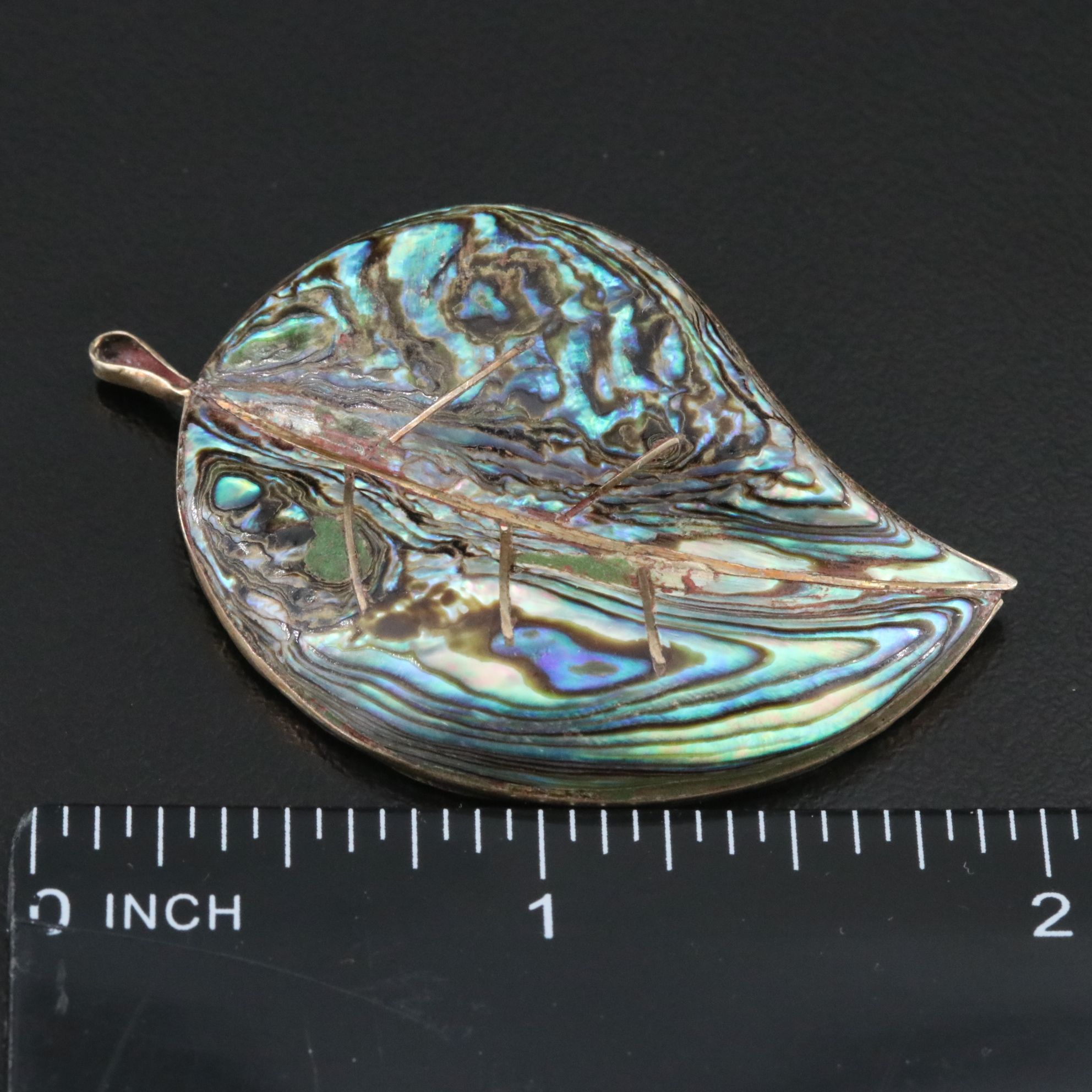 Mexican Sterling Abalone Leaf Brooch
