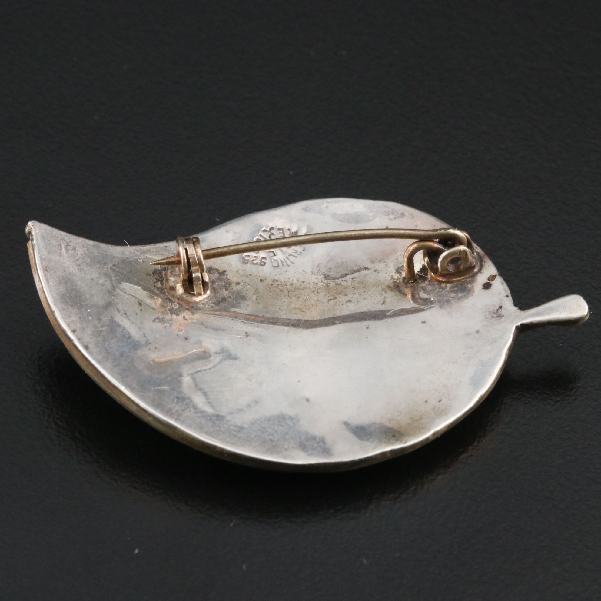 Mexican Sterling Abalone Leaf Brooch