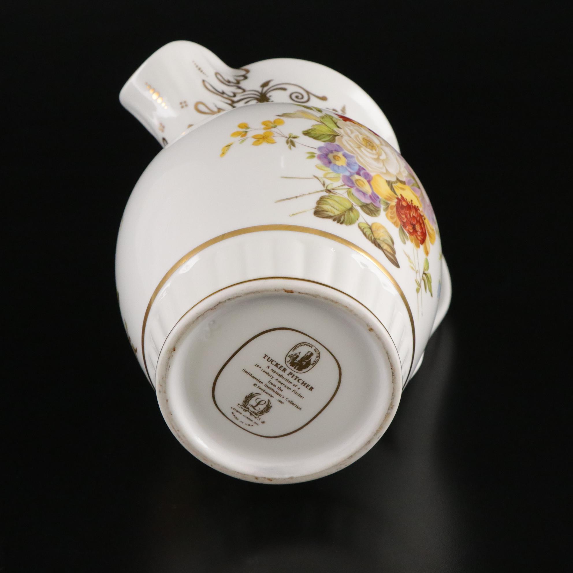 Lenox Smithsonian "Tucker" Pitcher & "Vienna" Teacup with "Serenade" Globe Vase