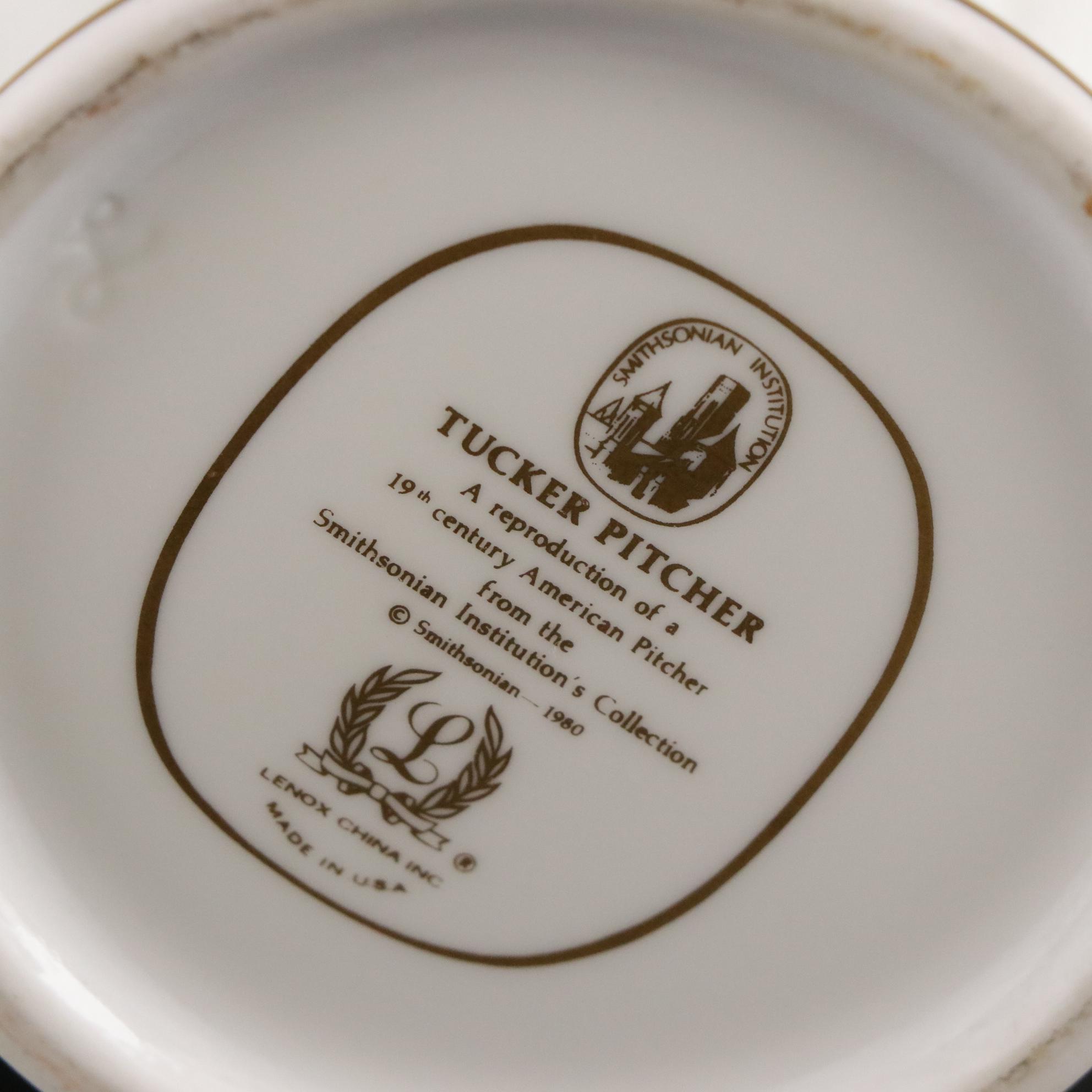 Lenox Smithsonian "Tucker" Pitcher & "Vienna" Teacup with "Serenade" Globe Vase