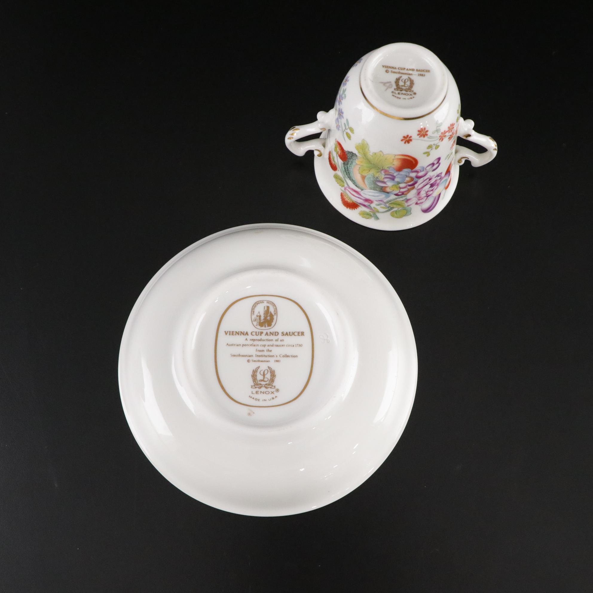 Lenox Smithsonian "Tucker" Pitcher & "Vienna" Teacup with "Serenade" Globe Vase