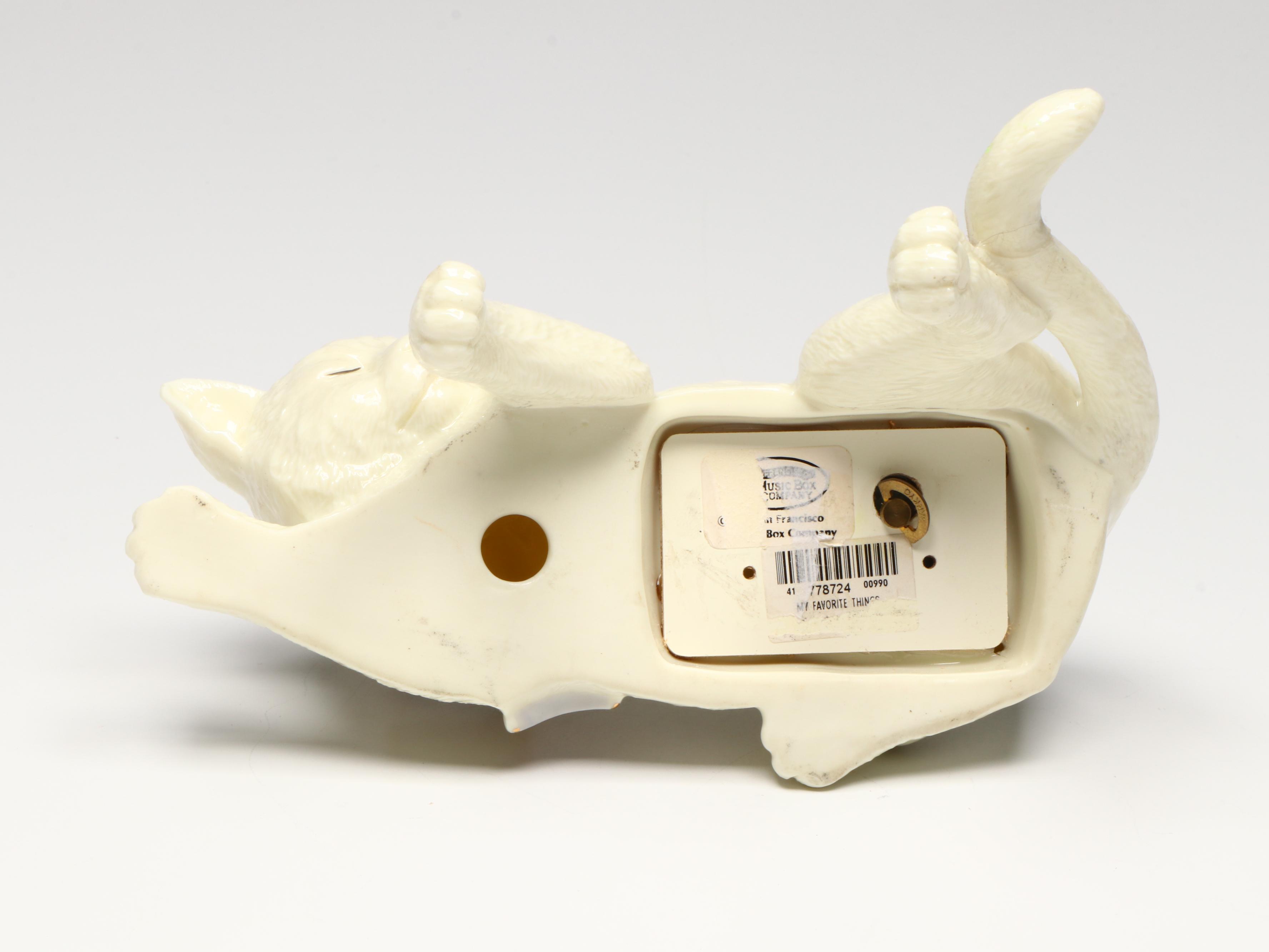 San Francisco Music Box Company Porcelain Cat with Other Porcelain Animals