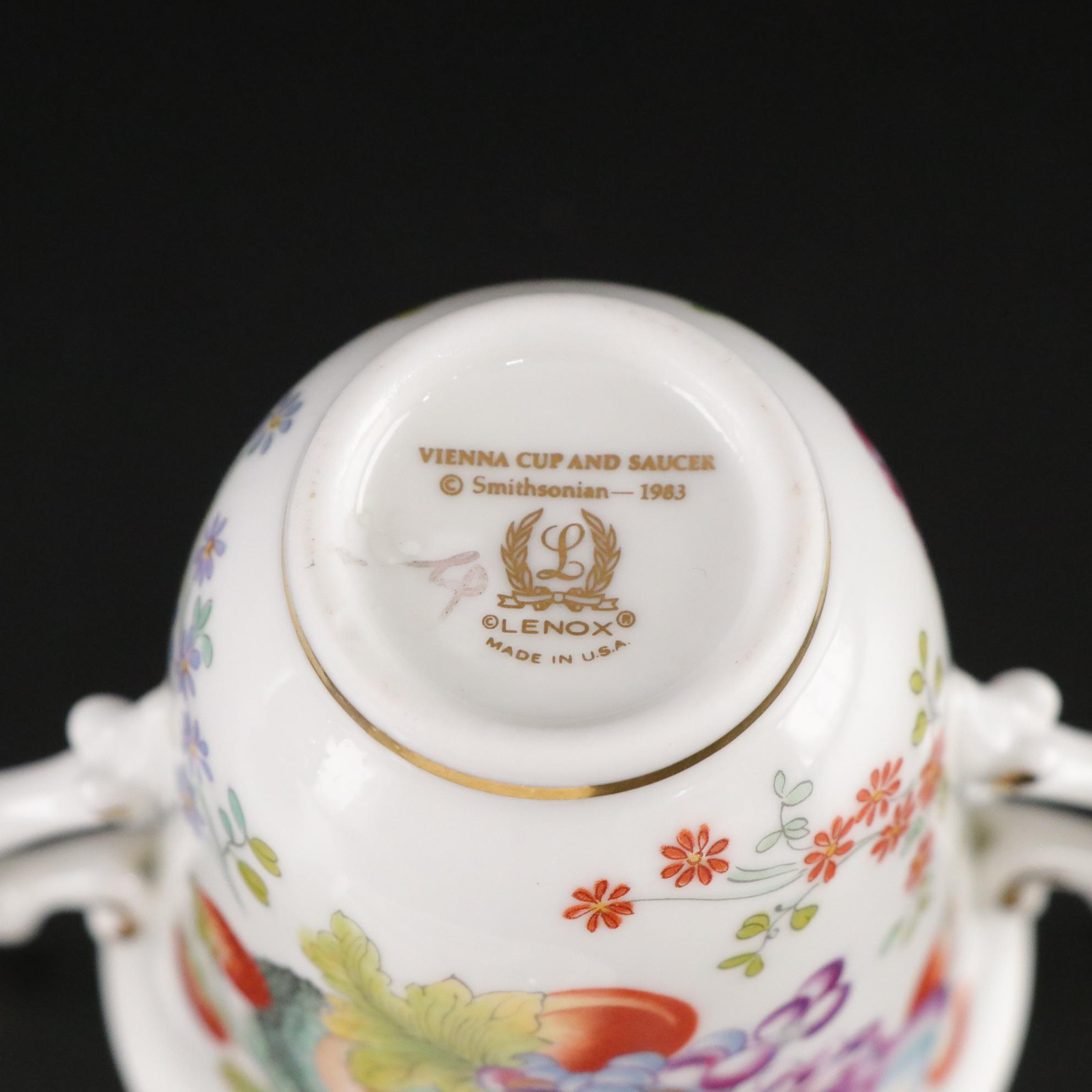 Lenox Smithsonian "Tucker" Pitcher & "Vienna" Teacup with "Serenade" Globe Vase