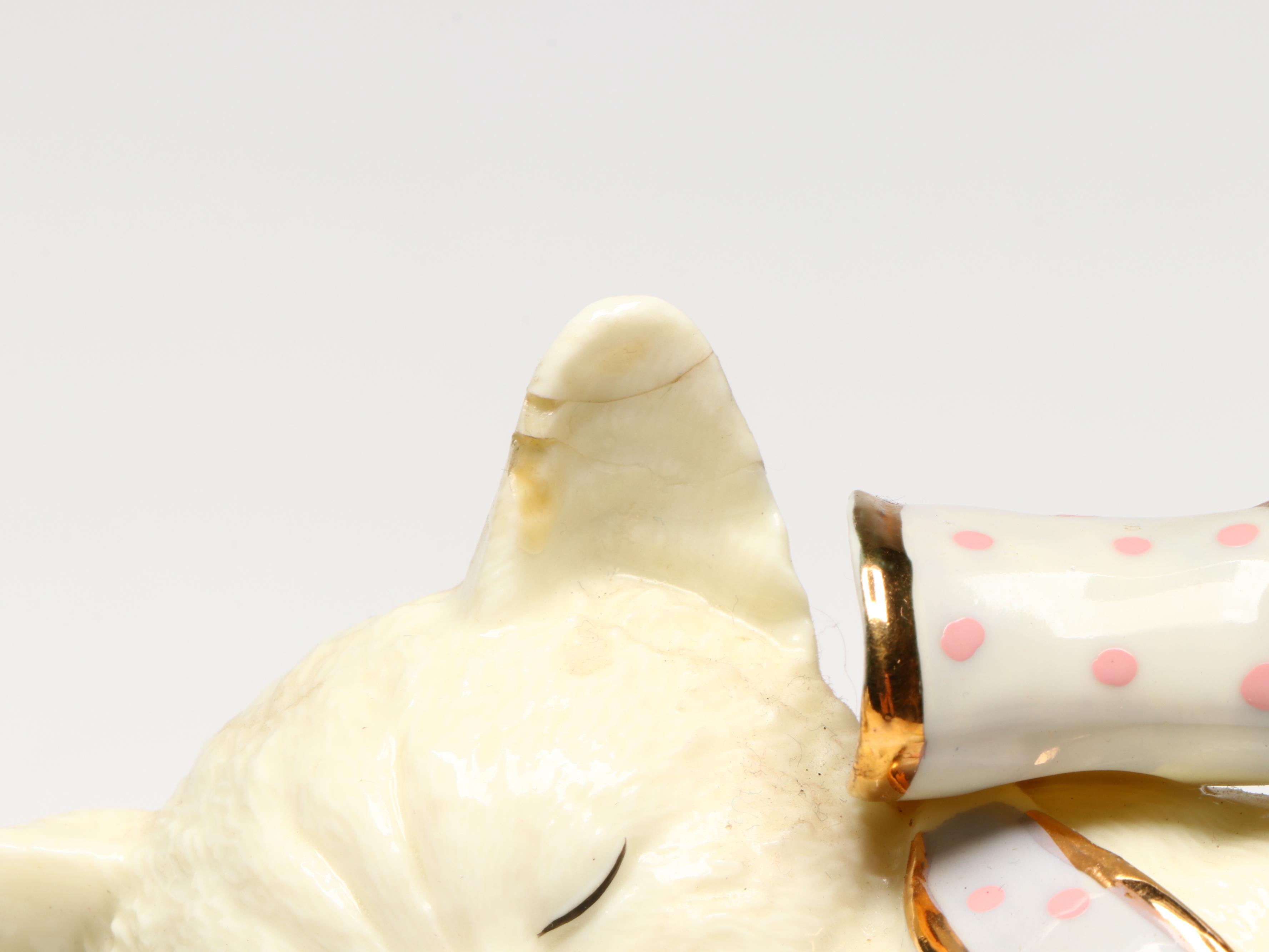 San Francisco Music Box Company Porcelain Cat with Other Porcelain Animals