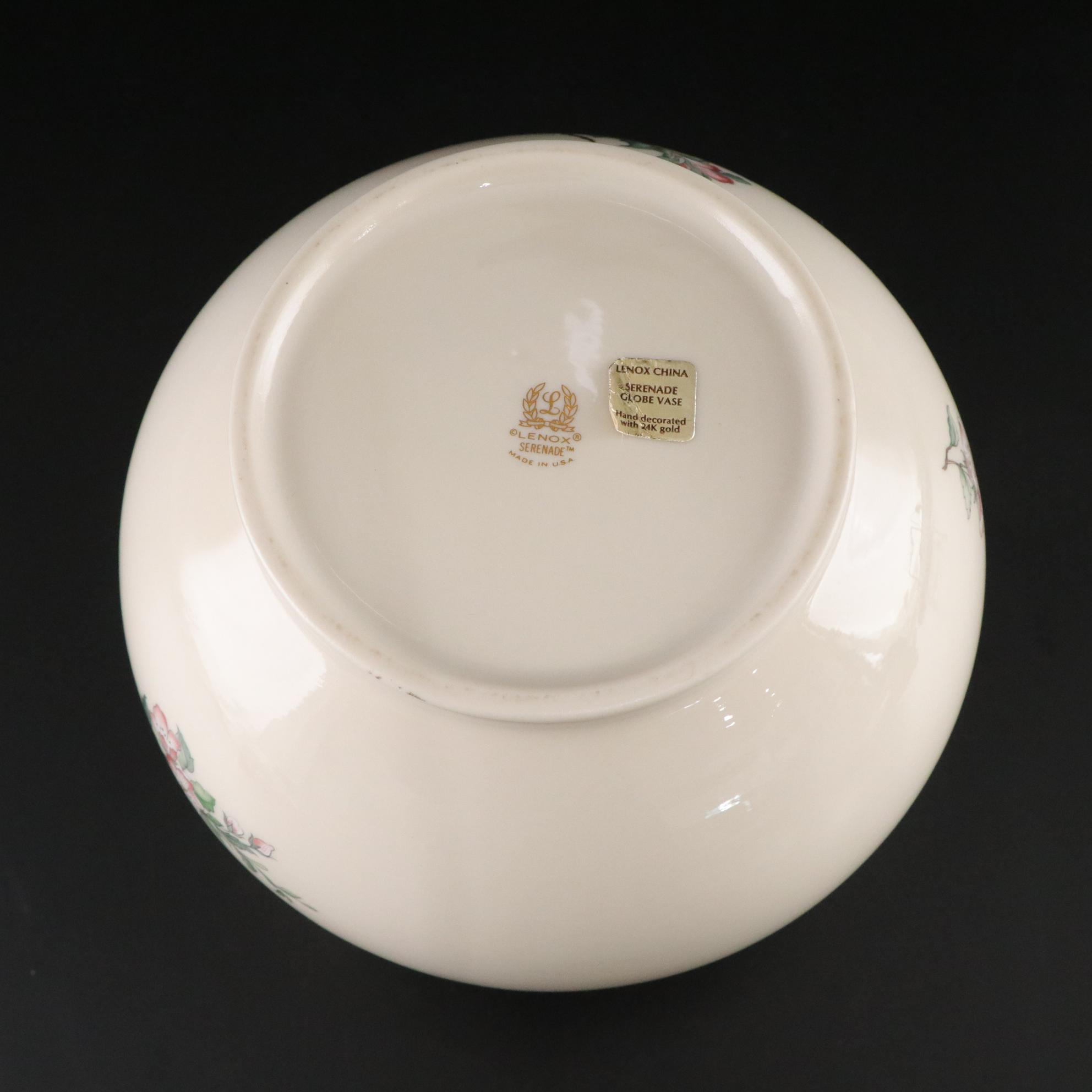 Lenox Smithsonian "Tucker" Pitcher & "Vienna" Teacup with "Serenade" Globe Vase