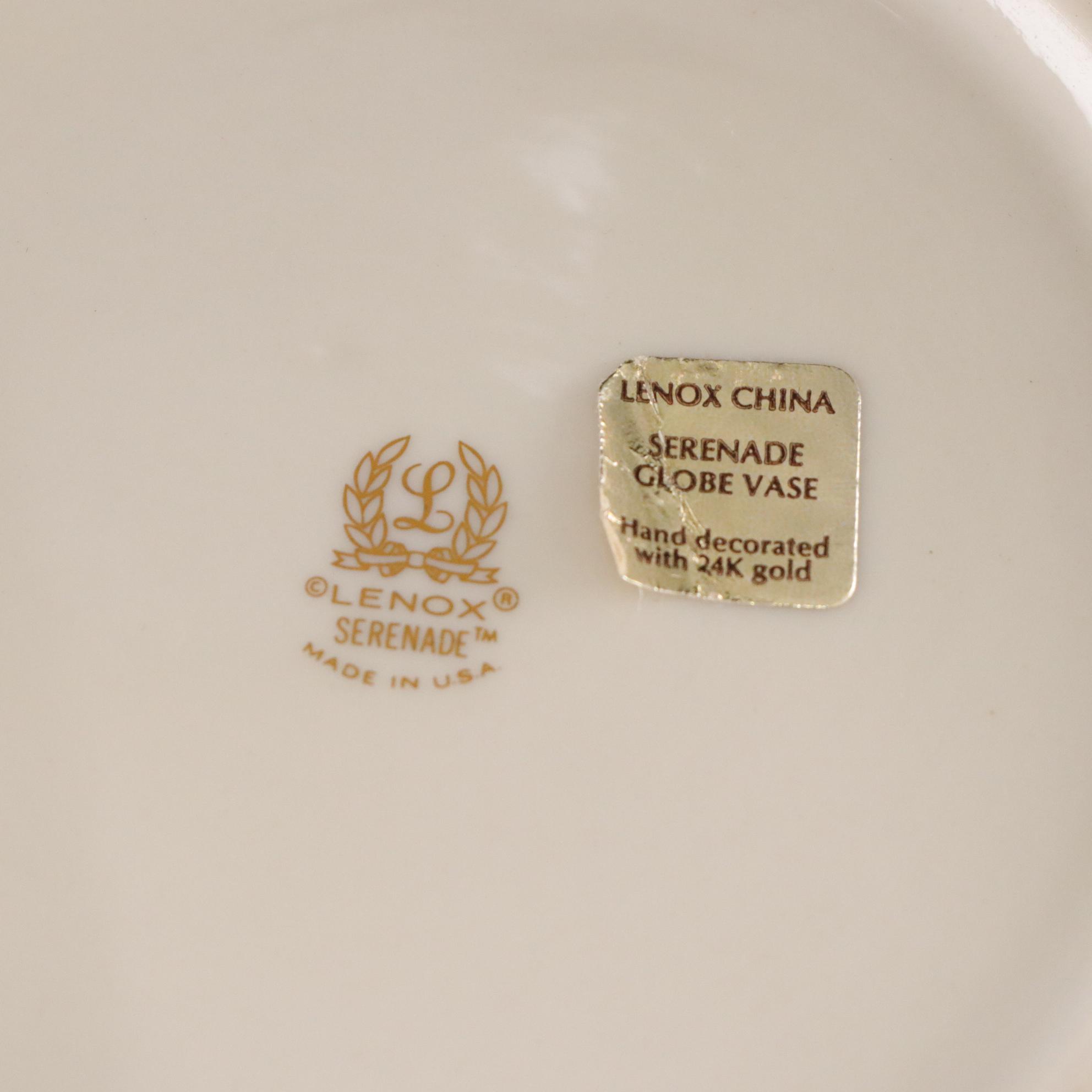 Lenox Smithsonian "Tucker" Pitcher & "Vienna" Teacup with "Serenade" Globe Vase