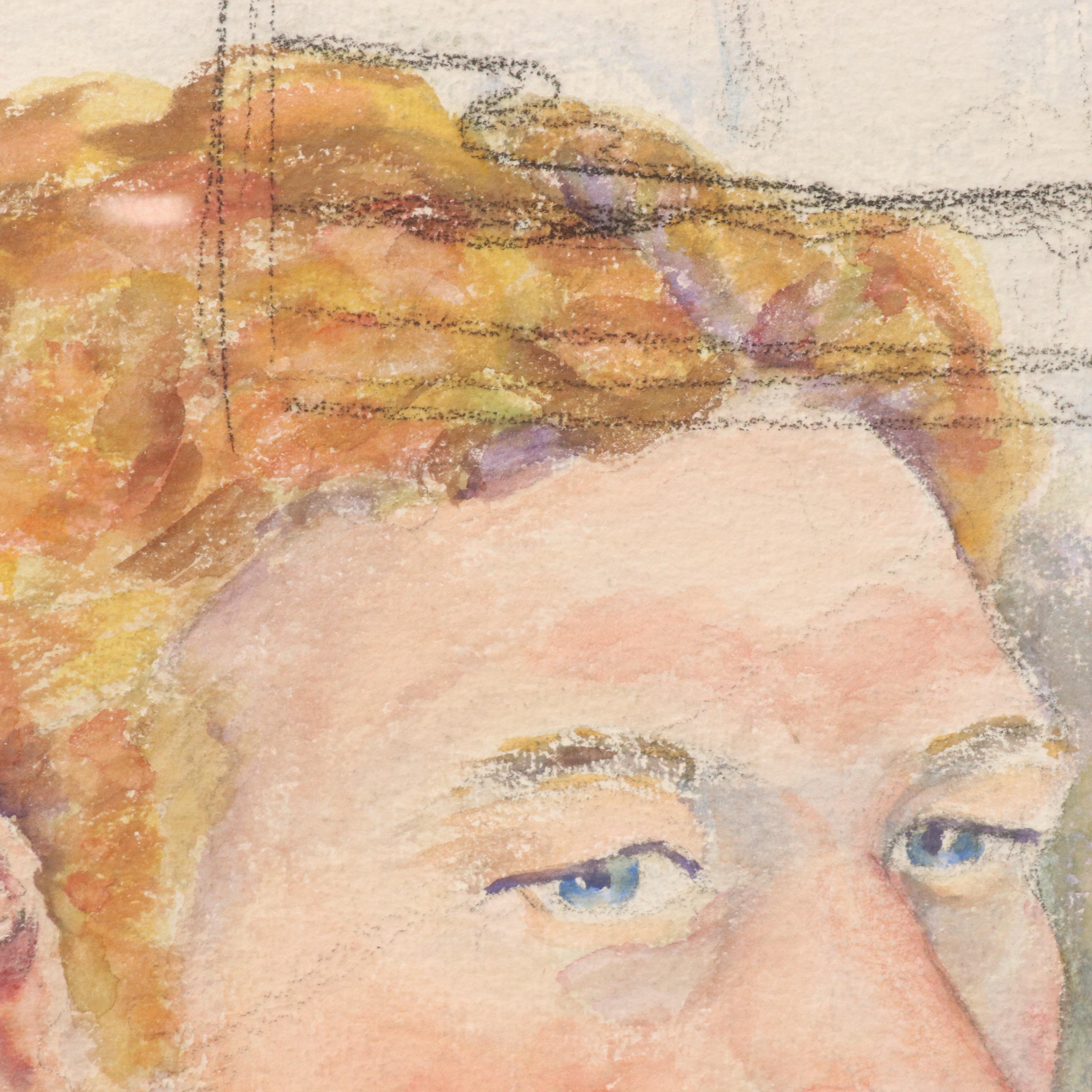 Watercolor Portrait of Man with Red Hair, Late 20th–21st Century
