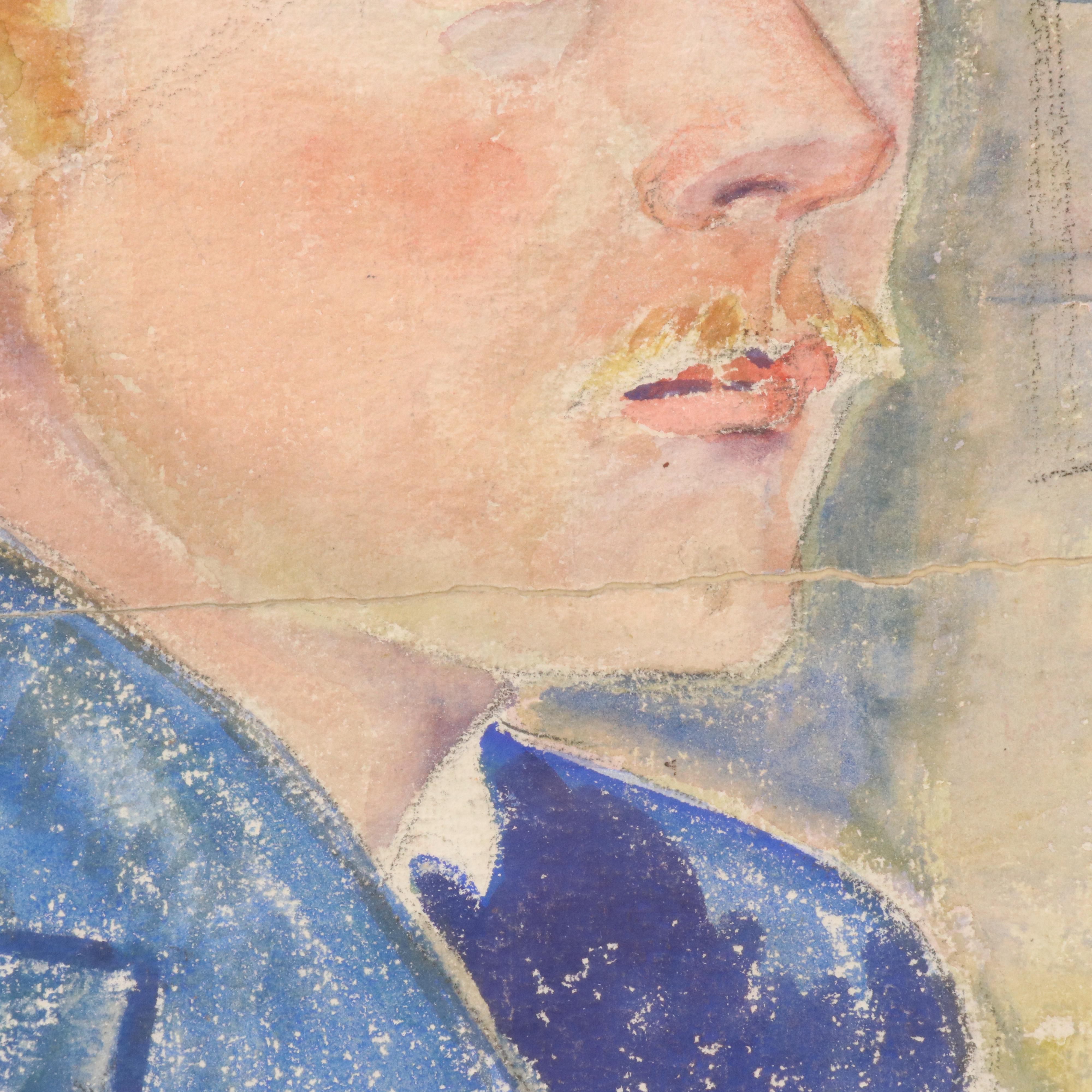 Watercolor Portrait of Man with Red Hair, Late 20th–21st Century