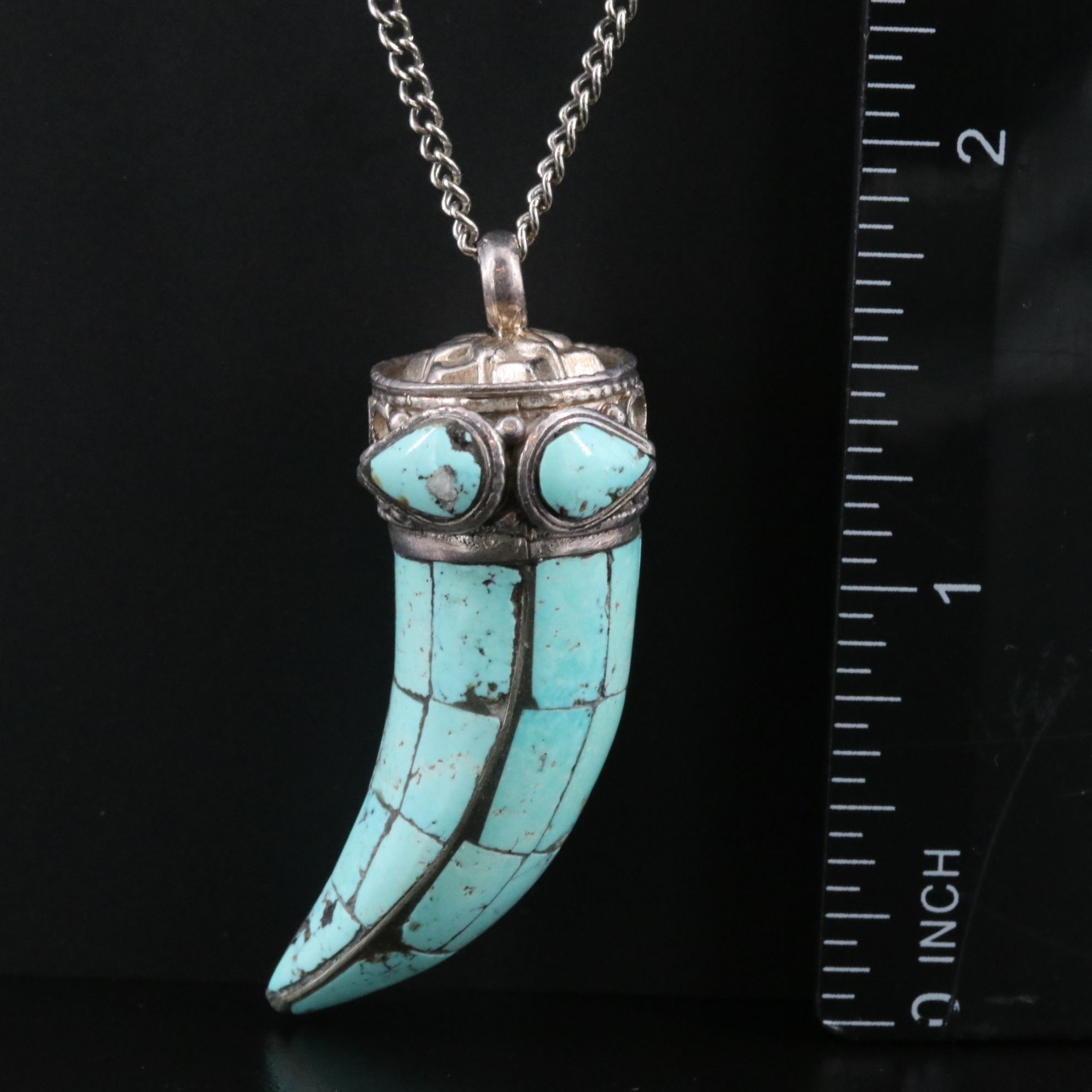 Tibetan Turquoise  Lotus Flower Pendant