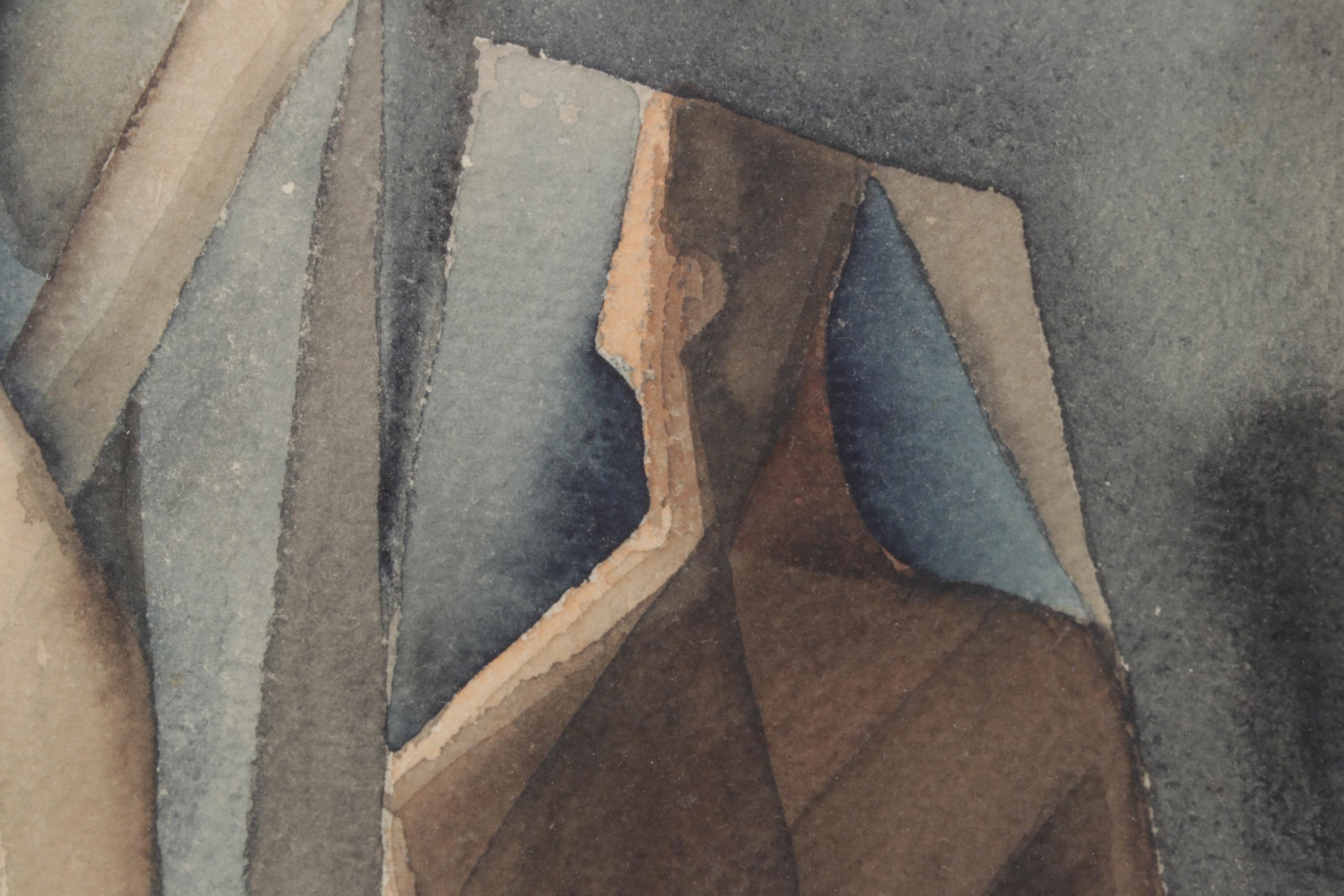 Joachim Hans Themal Cubist Watercolor Painting of Nudes