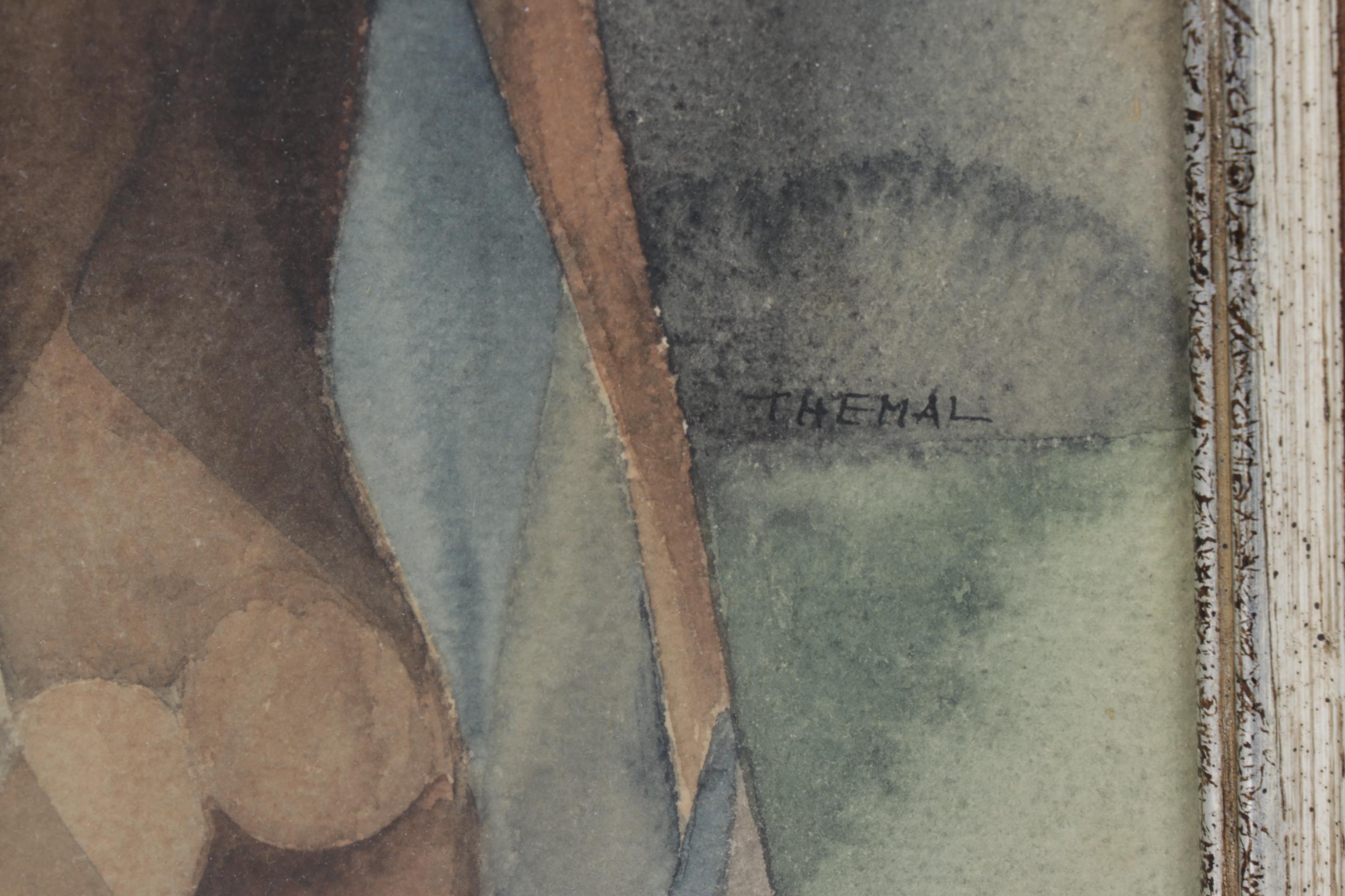 Joachim Hans Themal Cubist Watercolor Painting of Nudes