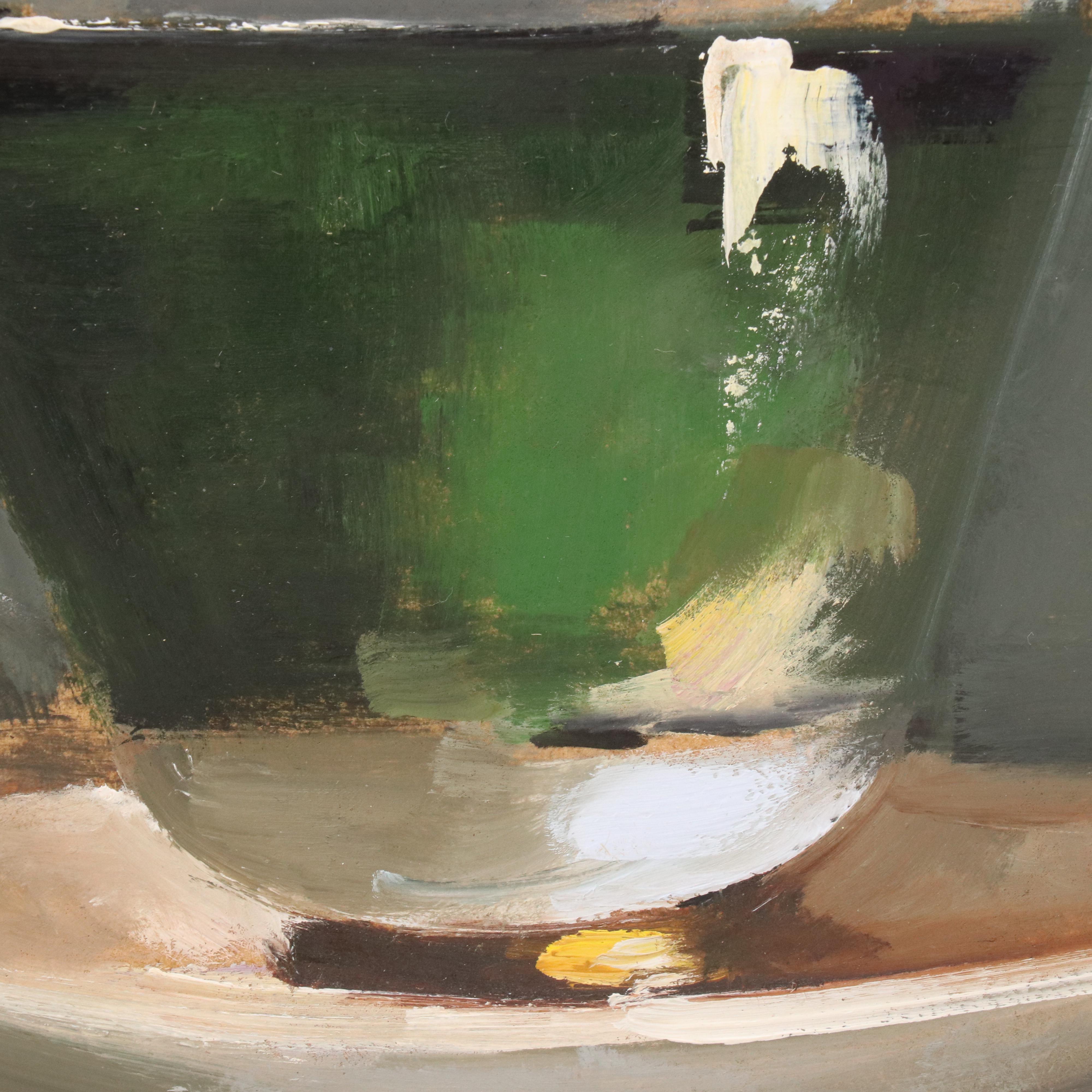 Natalia Demenko Still Life Oil Painting of Stacked Teacups, 21st Century