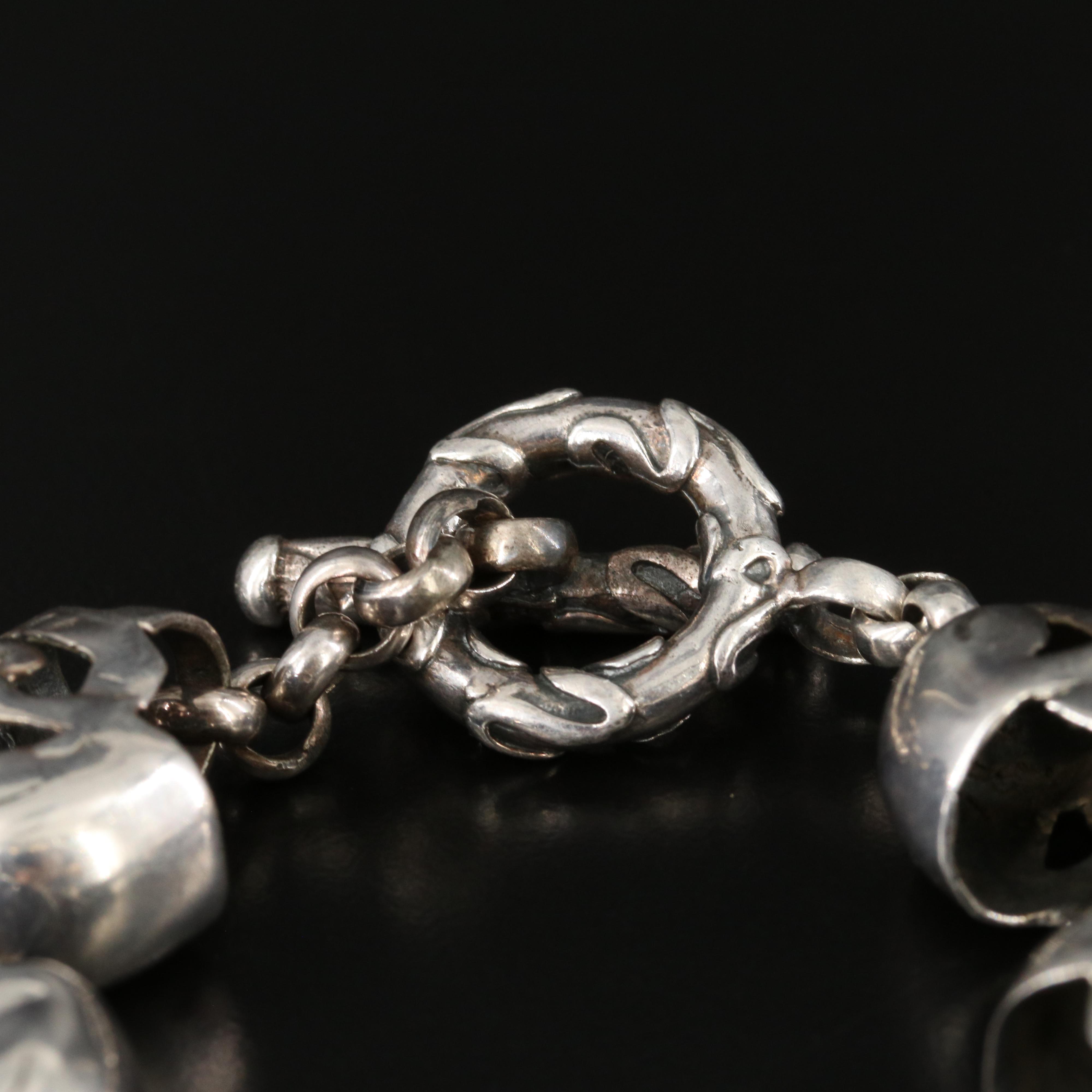 Sterling Skull Link Bracelet