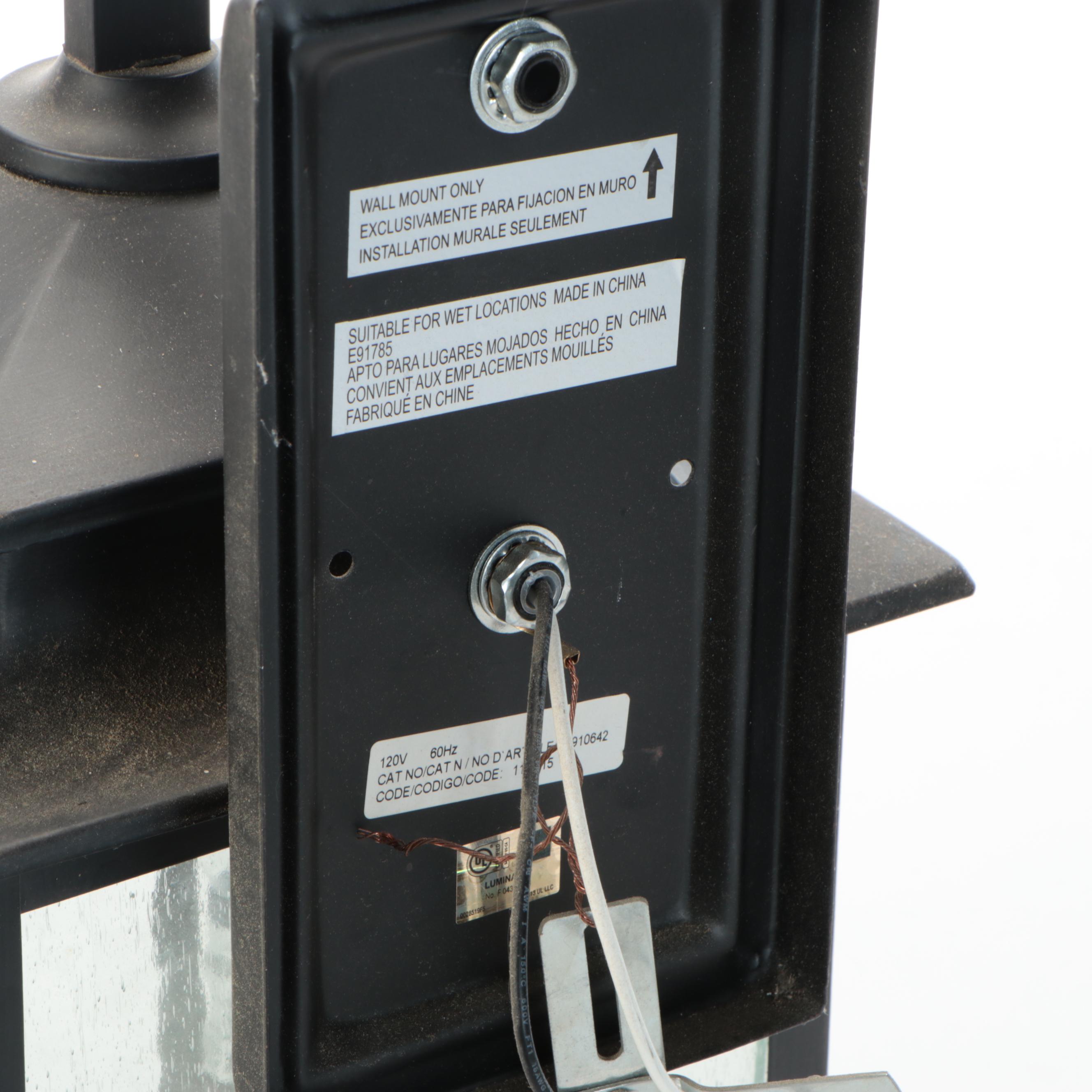 Contemporary Matte Black and Seed Glass Wall Mount Lantern, 2015