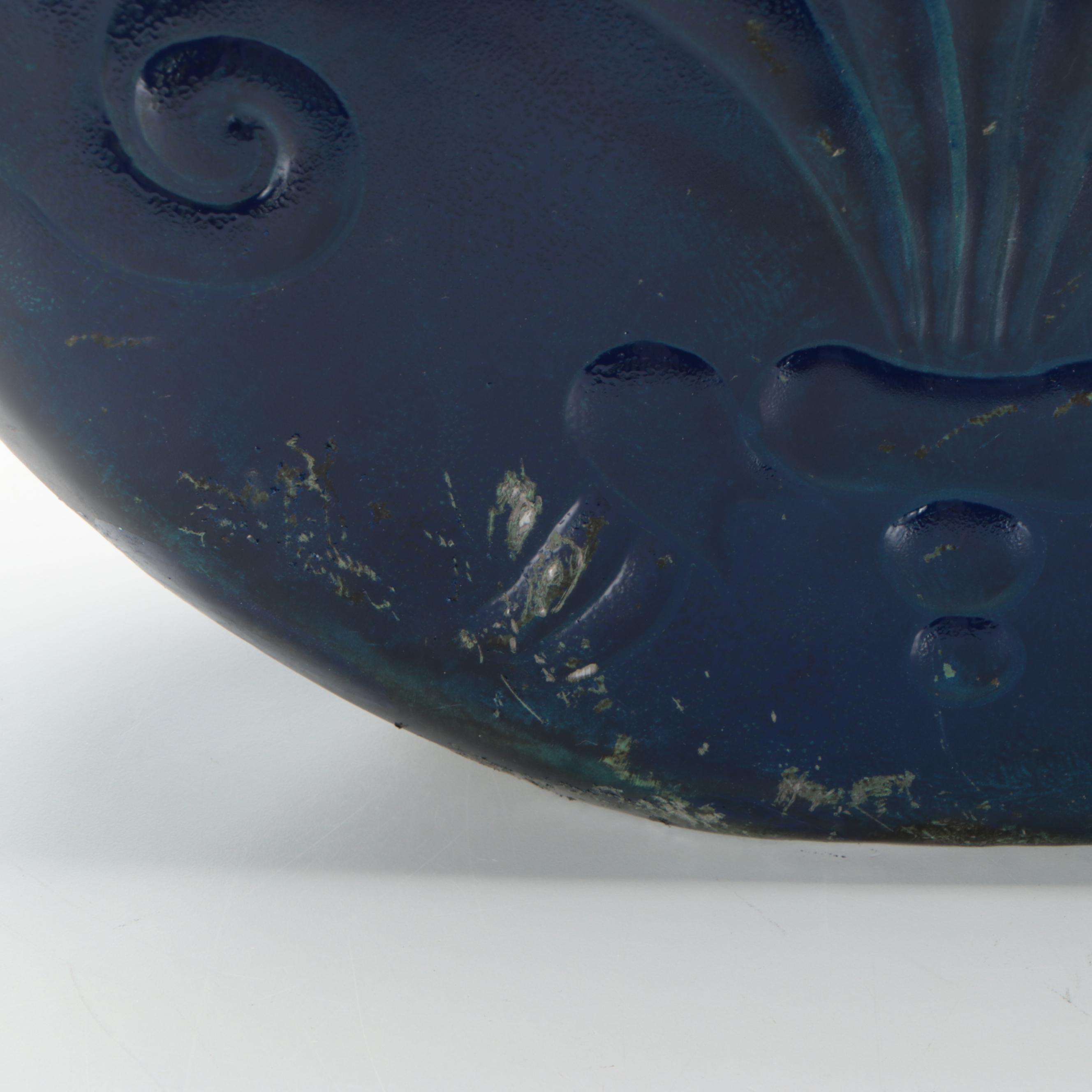 Embossed Metal Fleur-de-Lis Flask-Shaped Vase