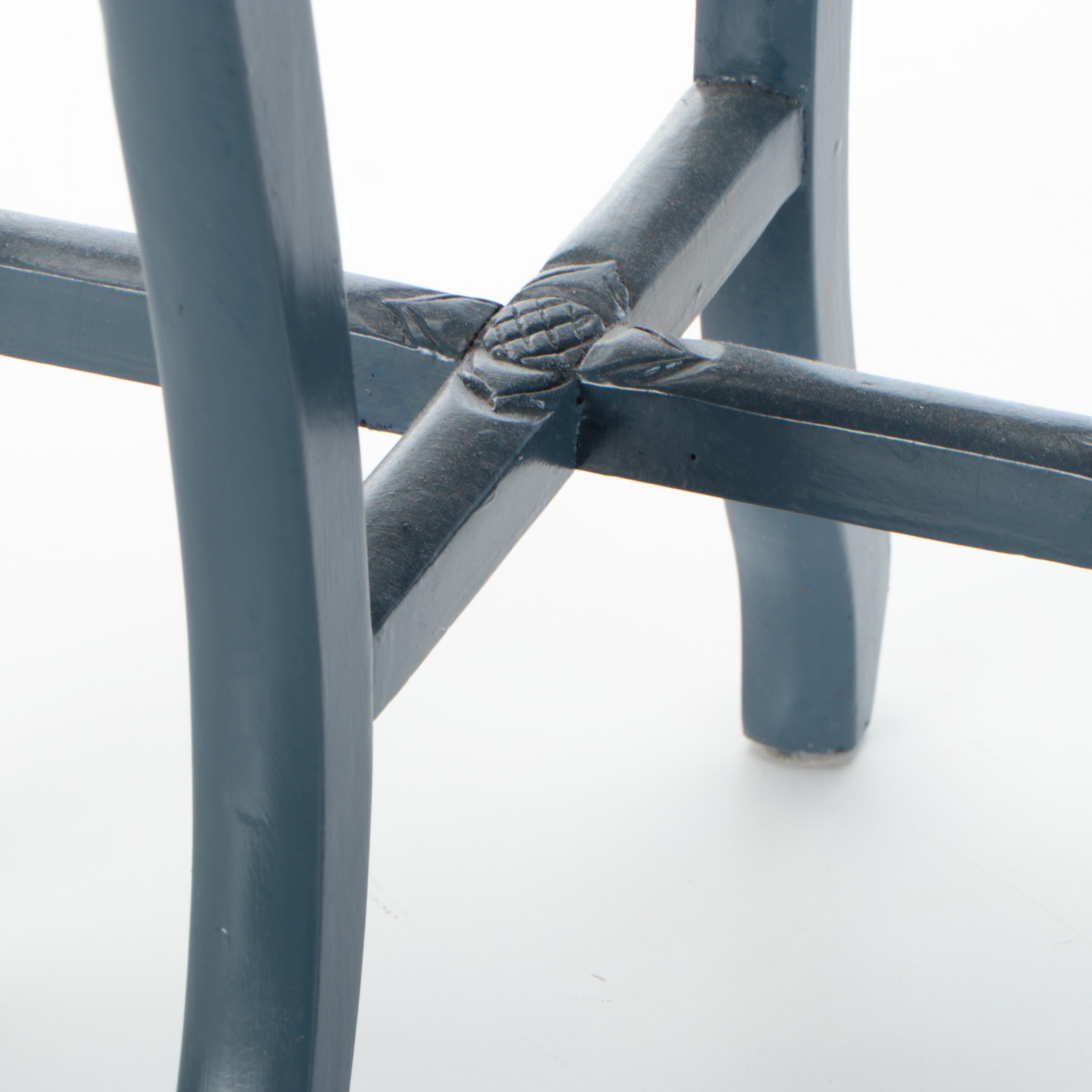 Chinese Style Carved Painted Wood Stand with Marble Top