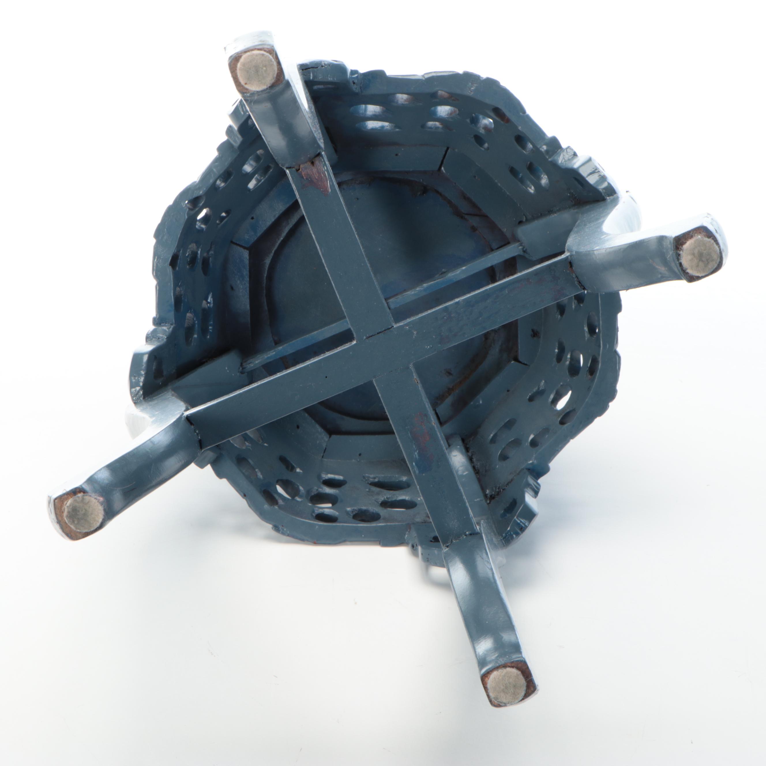 Chinese Style Carved Painted Wood Stand with Marble Top