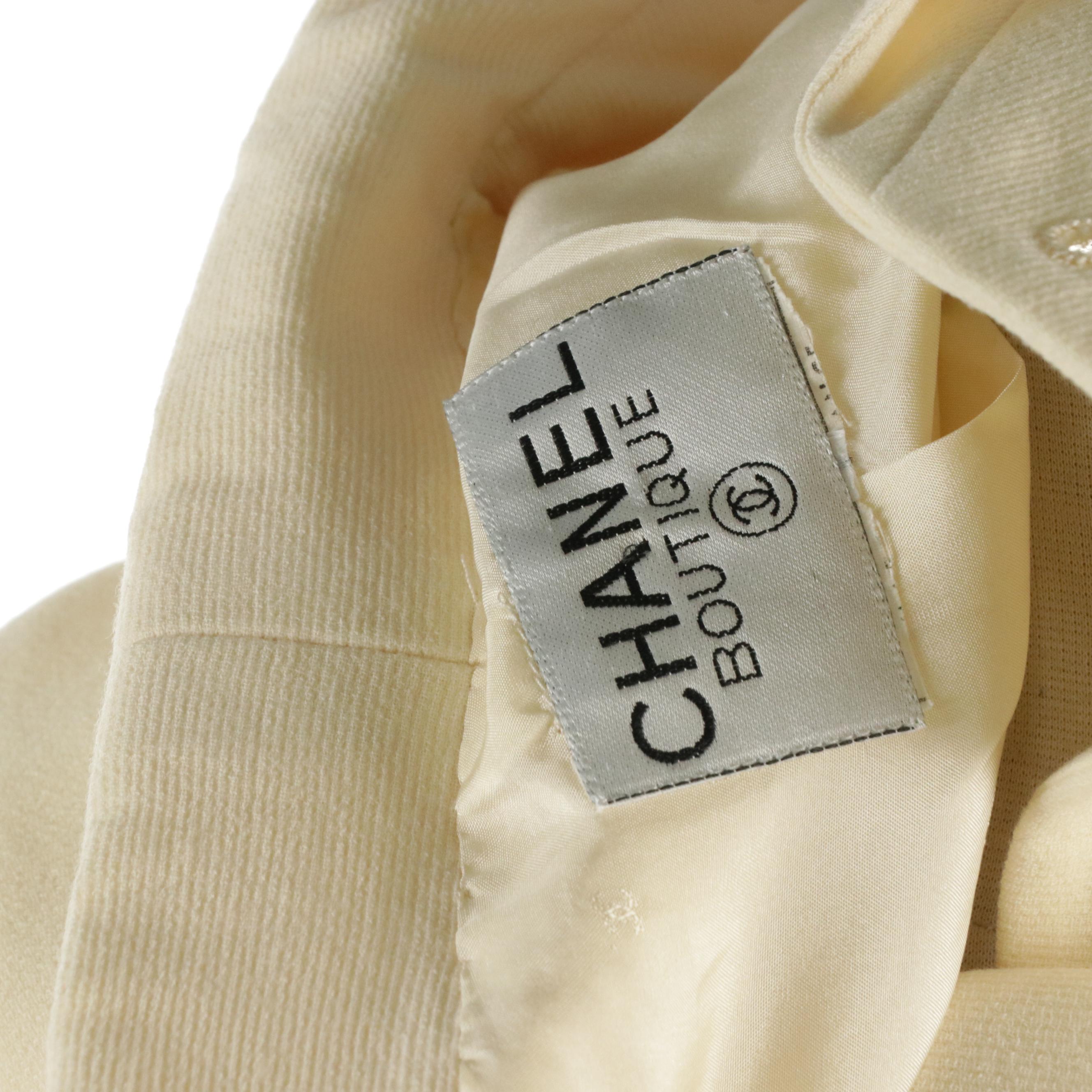 Chanel Boutique Double-Breasted Wide Leg Pantsuit in Wool Faille, 1980s