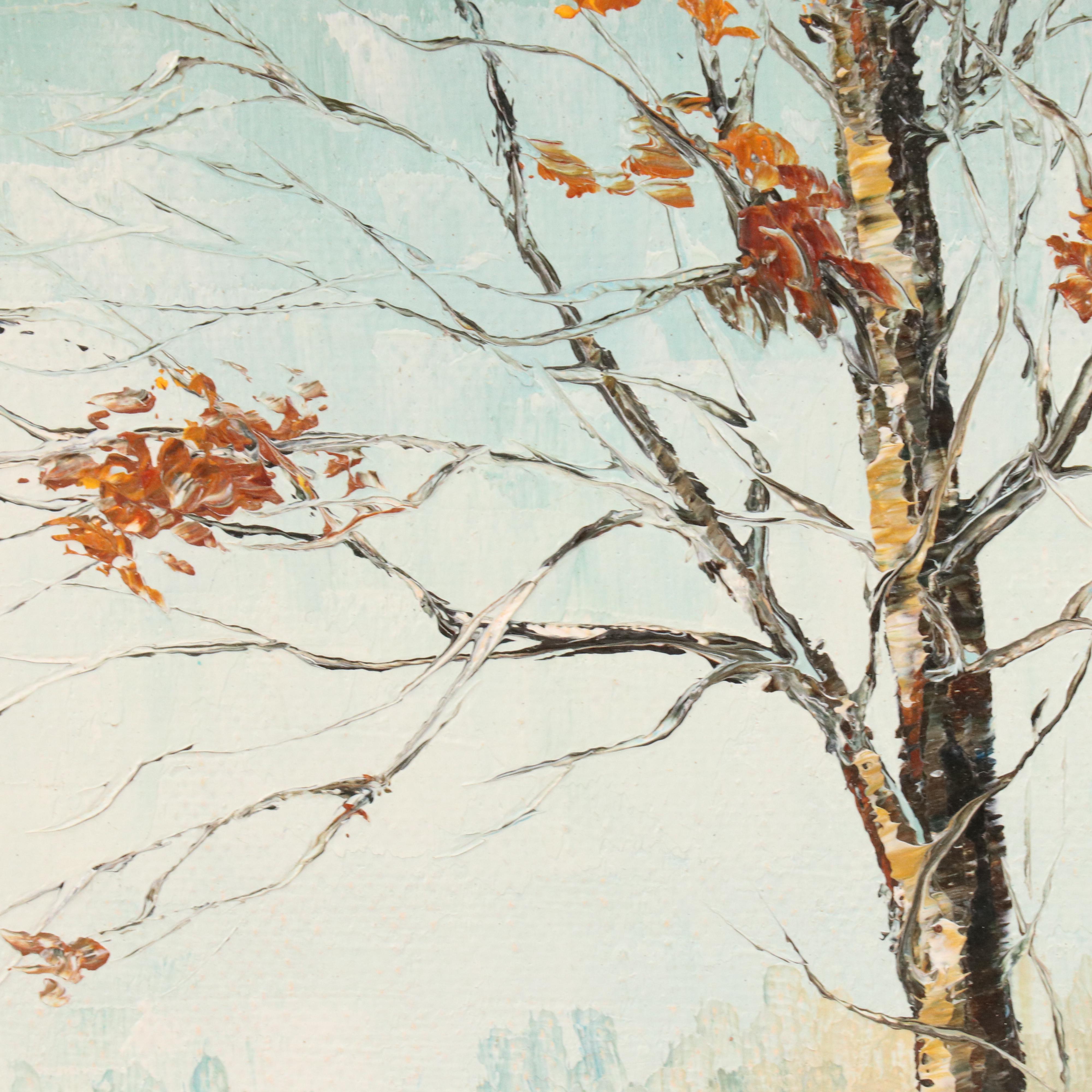 Carolyn Dixon Oil Landscape of Winter River Valley, Late 20th–21st Century