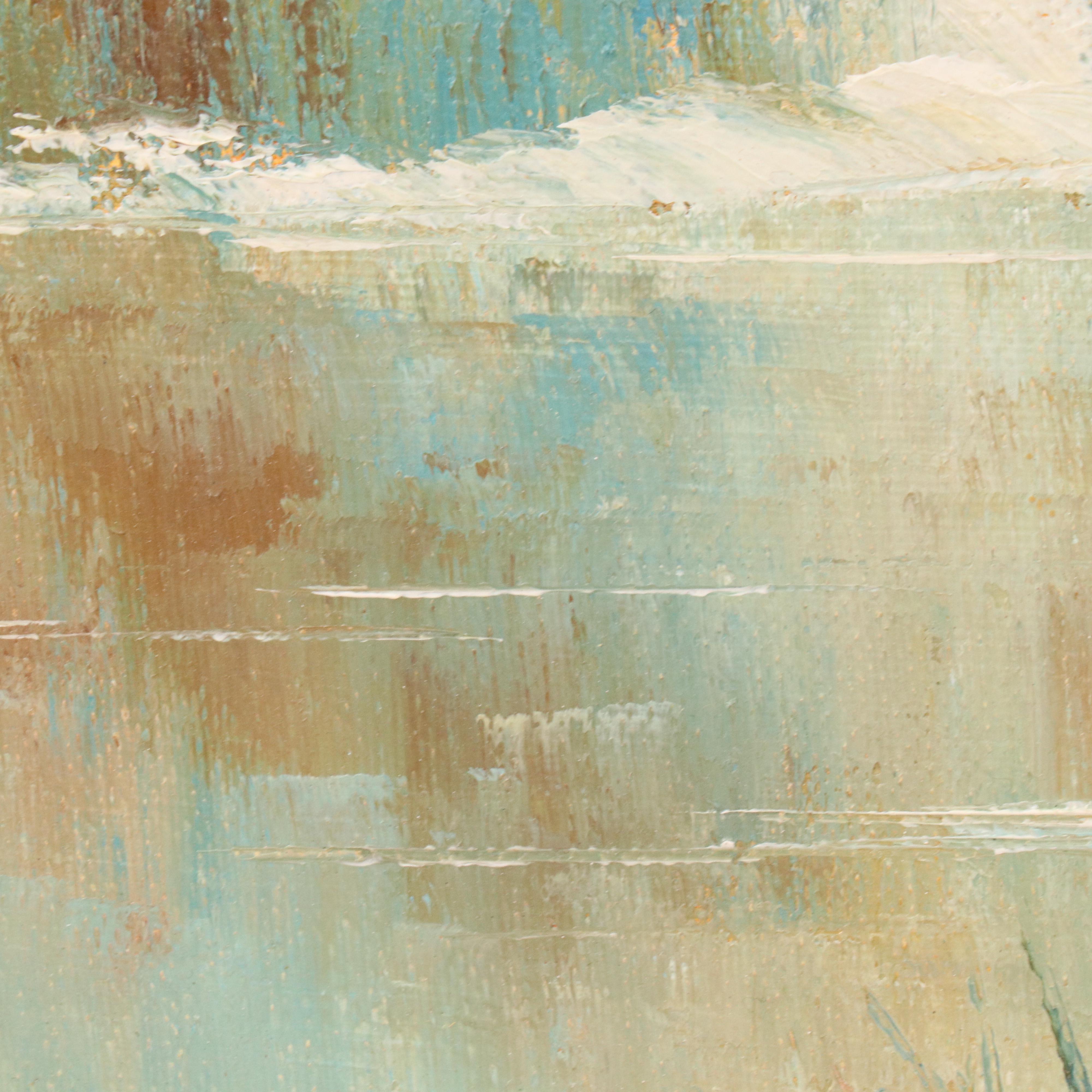 Carolyn Dixon Oil Landscape of Winter River Valley, Late 20th–21st Century