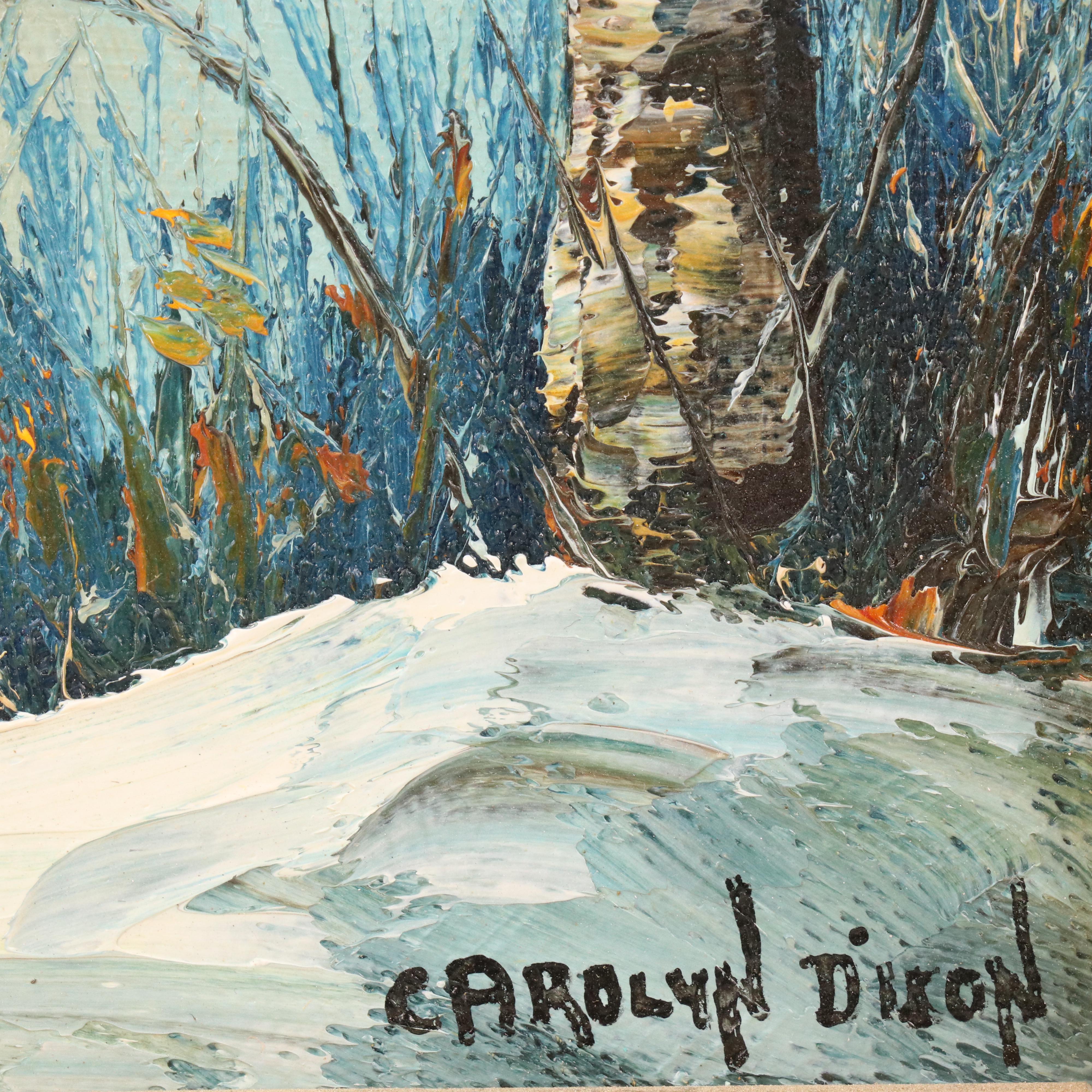 Carolyn Dixon Oil Landscape of Winter River Valley, Late 20th–21st Century