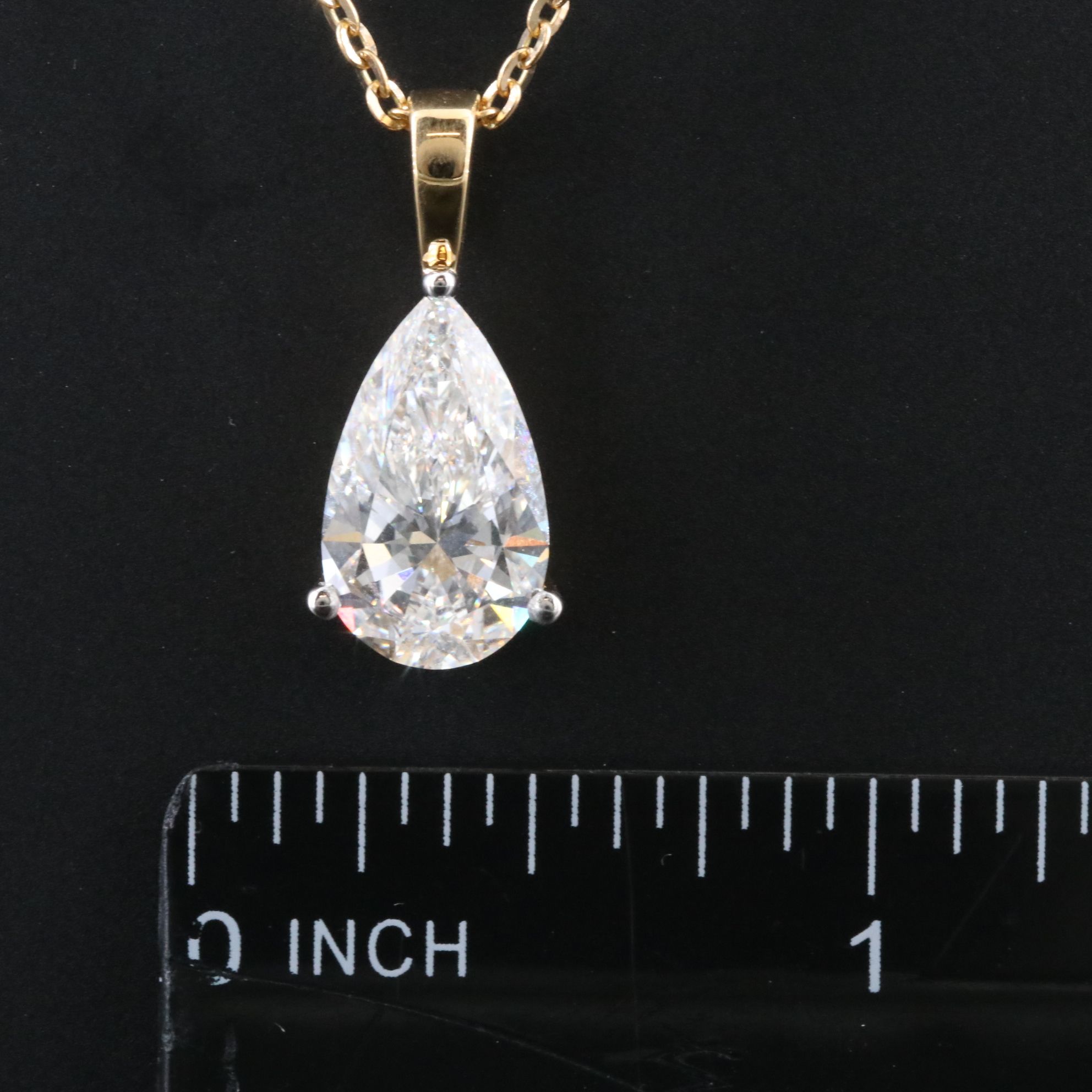 18K 3.51 CT Lab Grown Diamond Solitaire Pendant Necklace with IGI Report