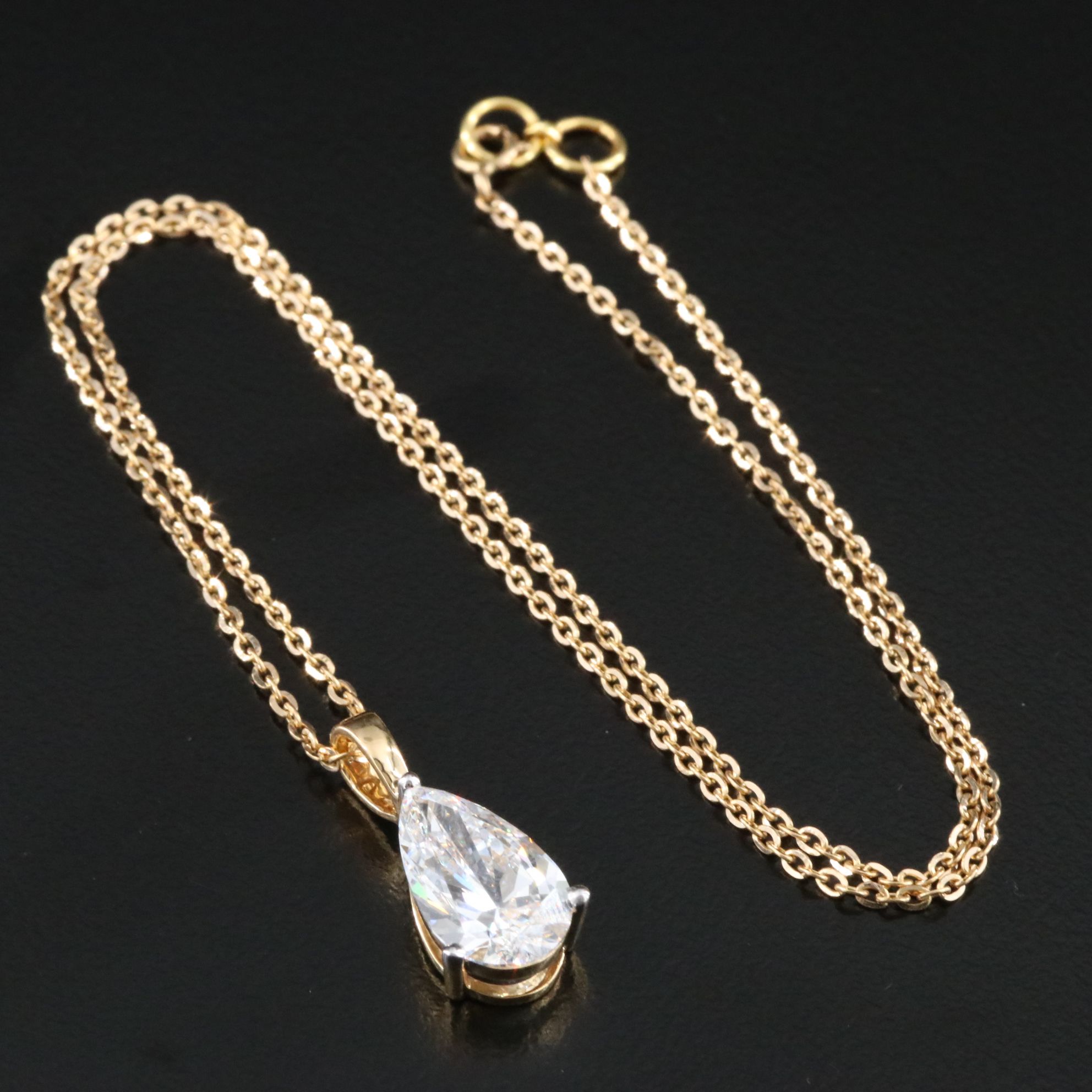 18K 3.51 CT Lab Grown Diamond Solitaire Pendant Necklace with IGI Report