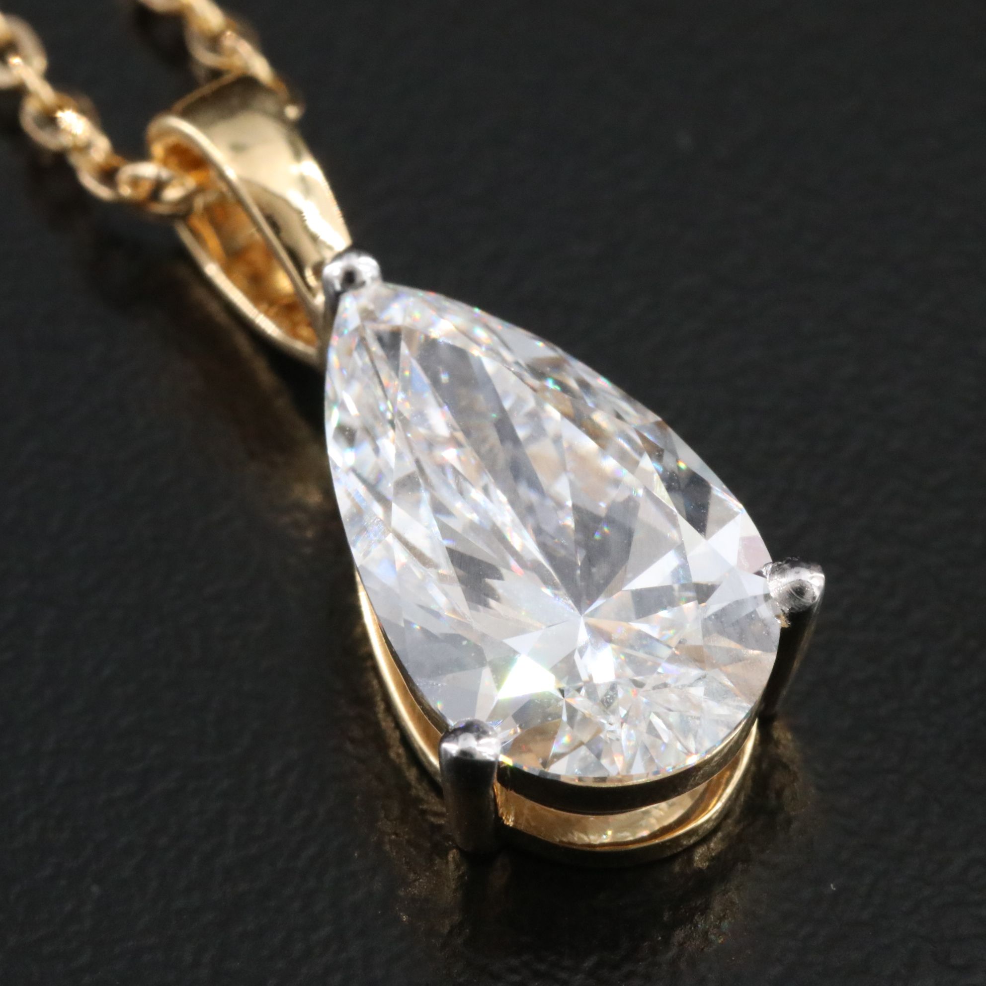 18K 3.51 CT Lab Grown Diamond Solitaire Pendant Necklace with IGI Report