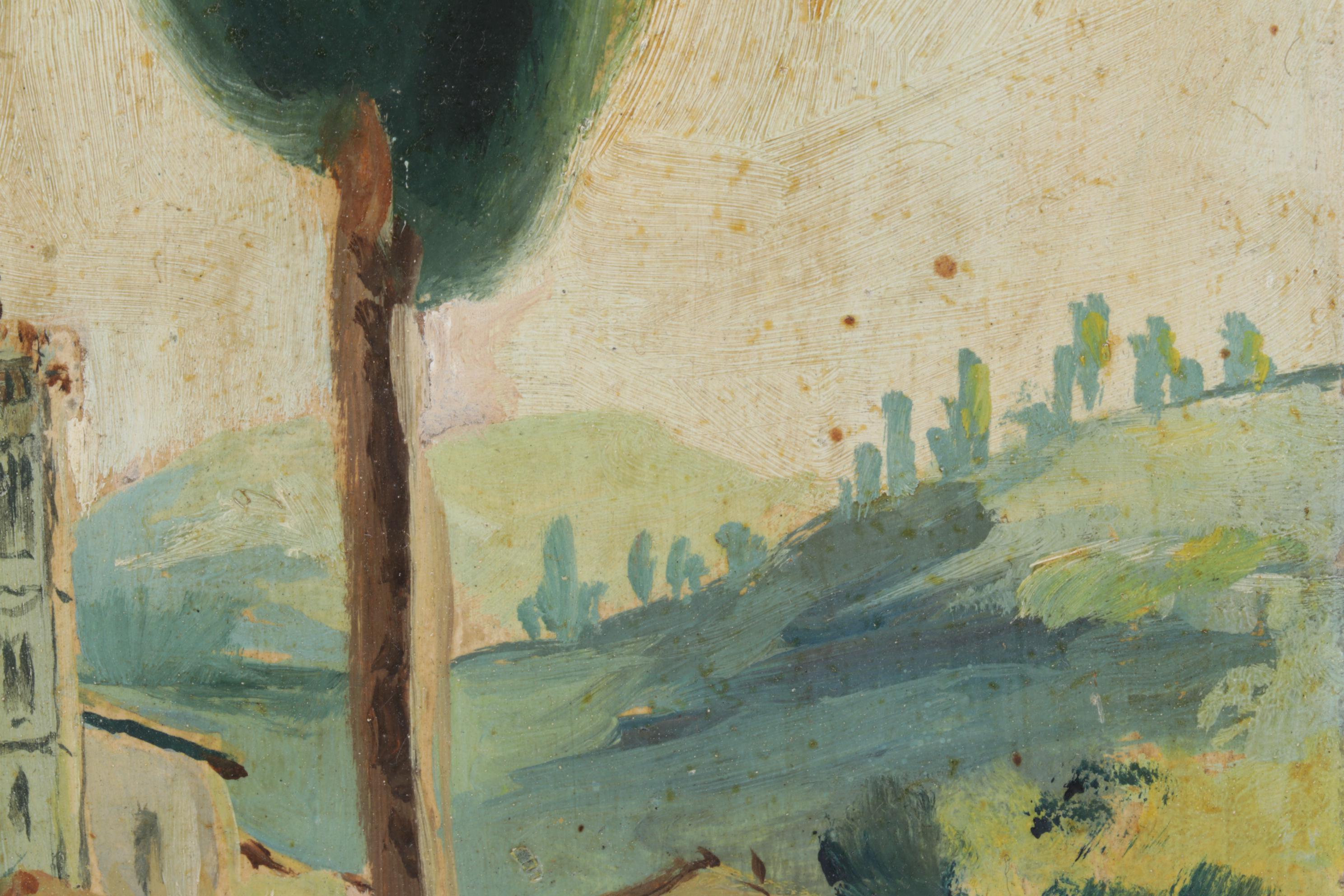 M. Carlozi Oil on Board Painting of Tuscan Landscape