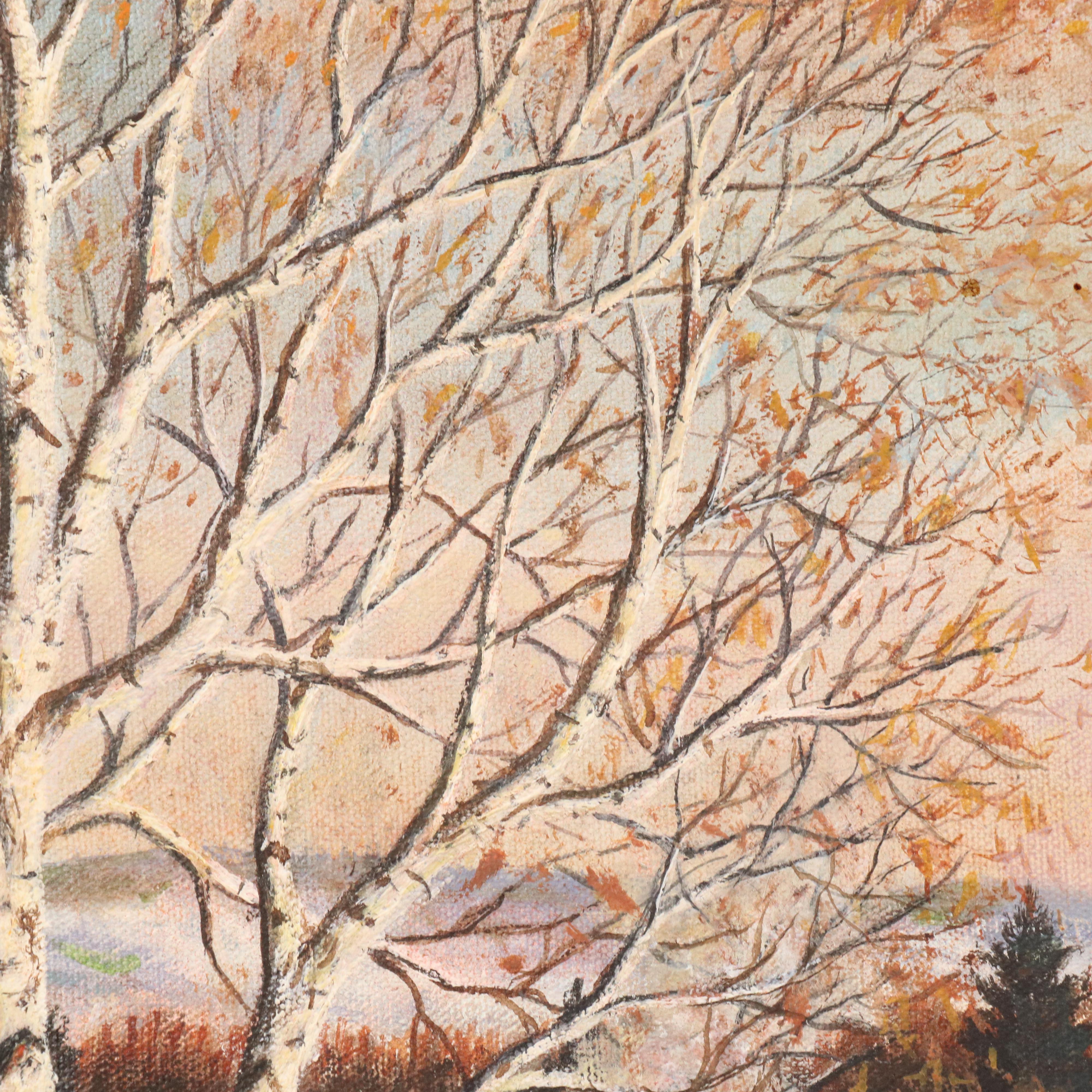 George Conrad Oil Painting of Snowy American Countryside, 20th Century