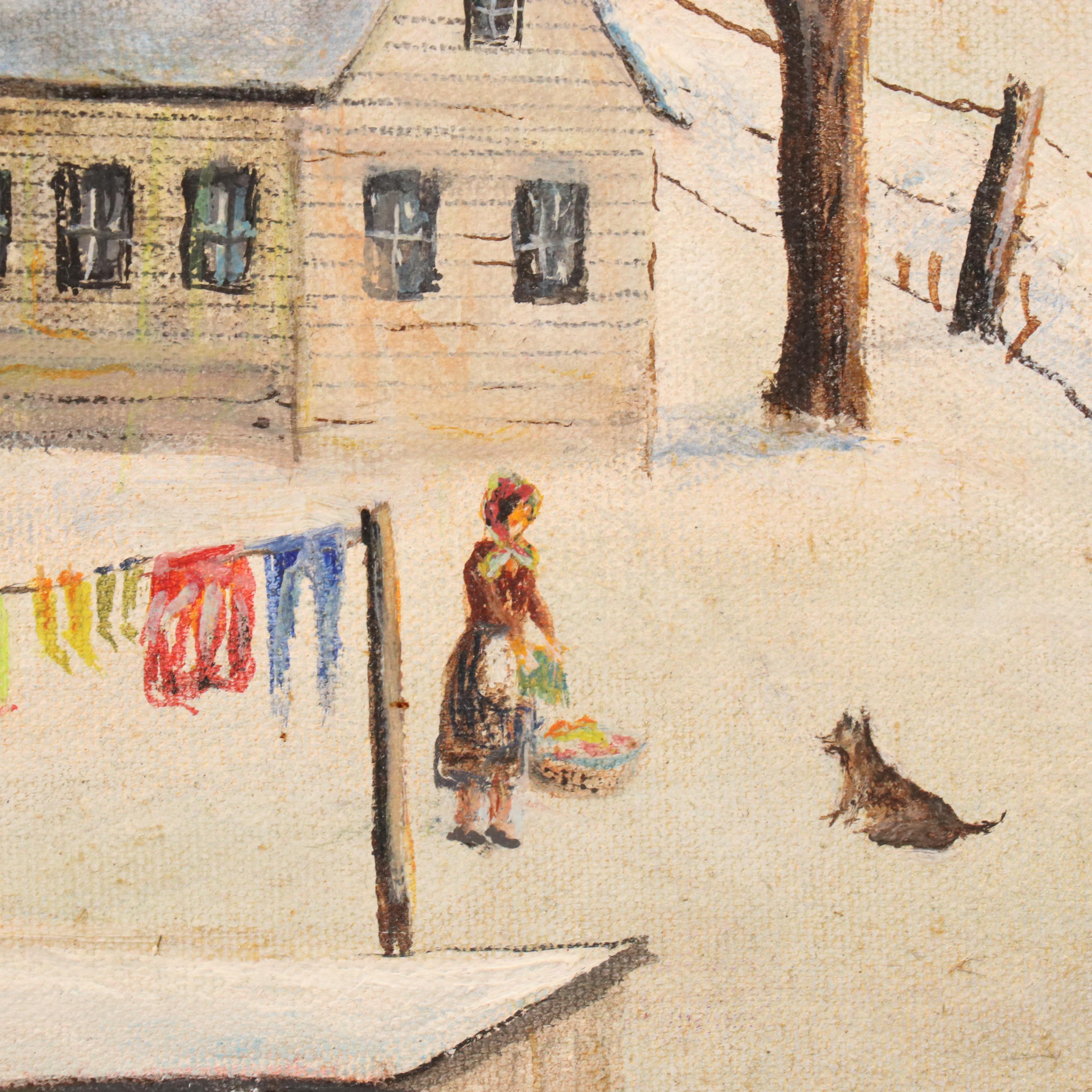 George Conrad Oil Painting of Snowy American Countryside, 20th Century