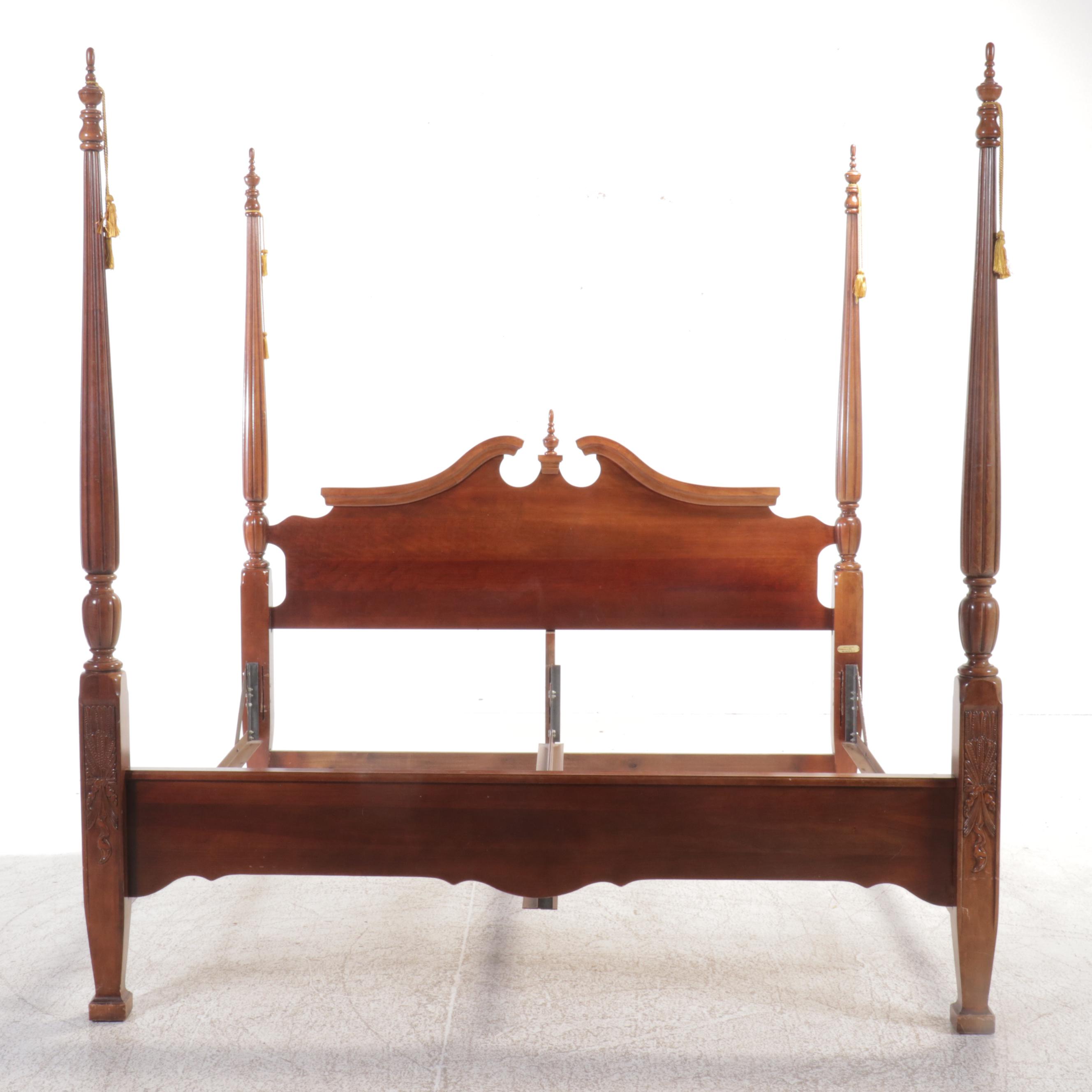 Hood Furniture Federal Mahogany Finish Rice Grain King Size Four-Poster Bed