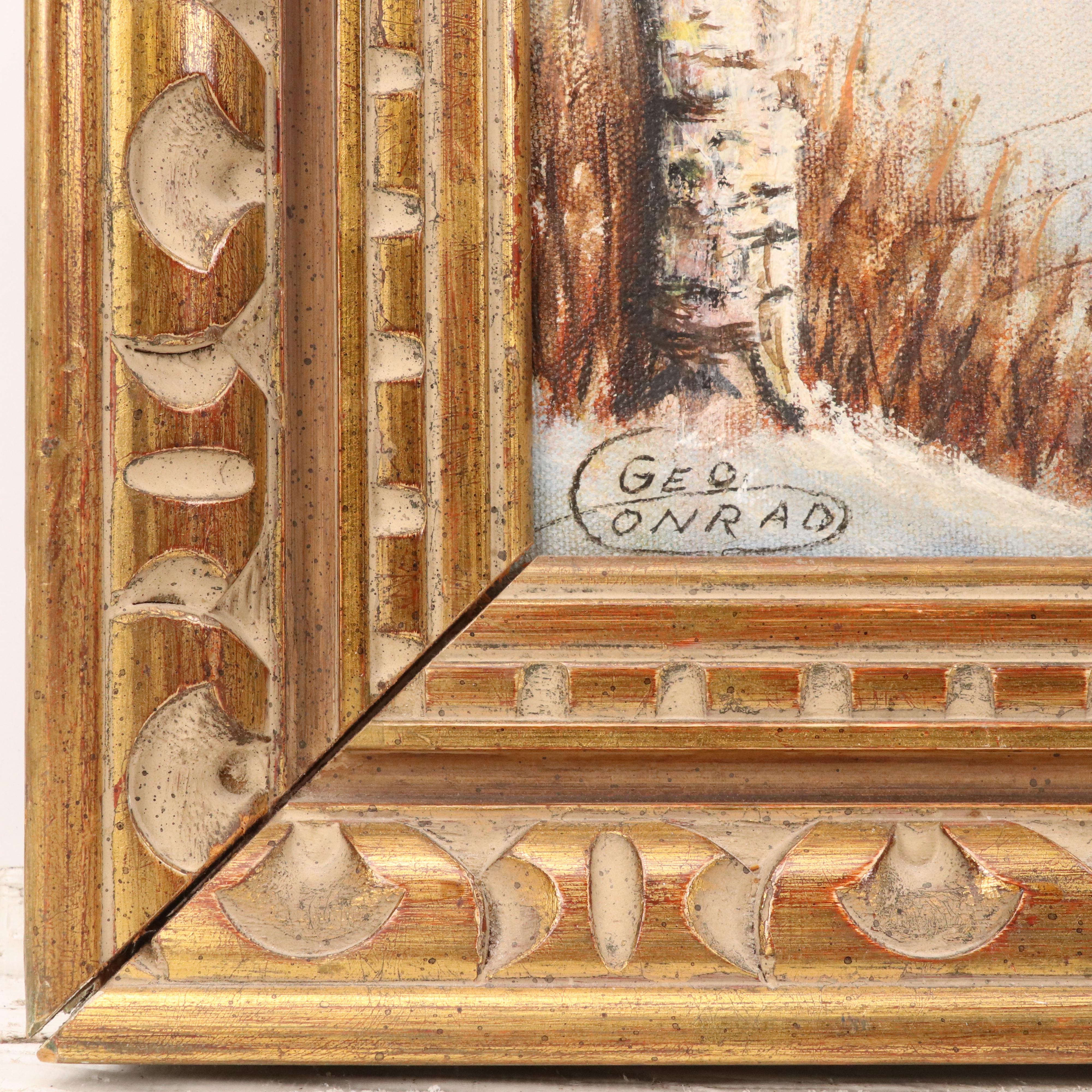 George Conrad Oil Painting of Snowy American Countryside, 20th Century