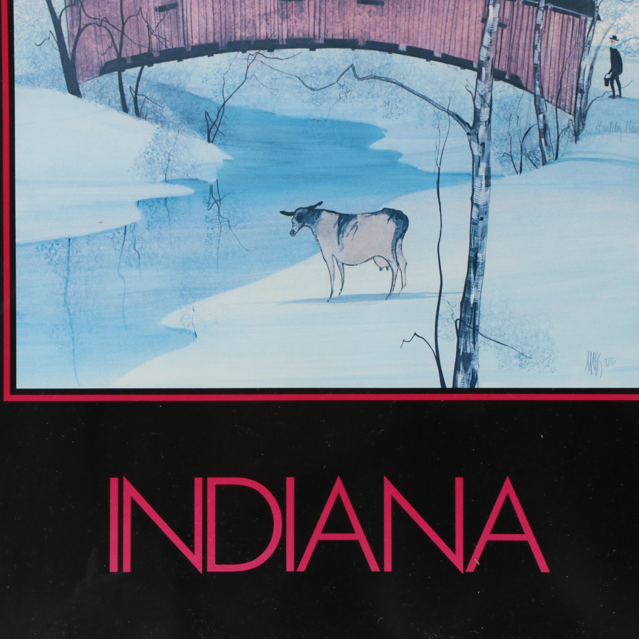 Offset Lithograph Posters After Patricia Buckley Moss "Ohio" and "Indiana"