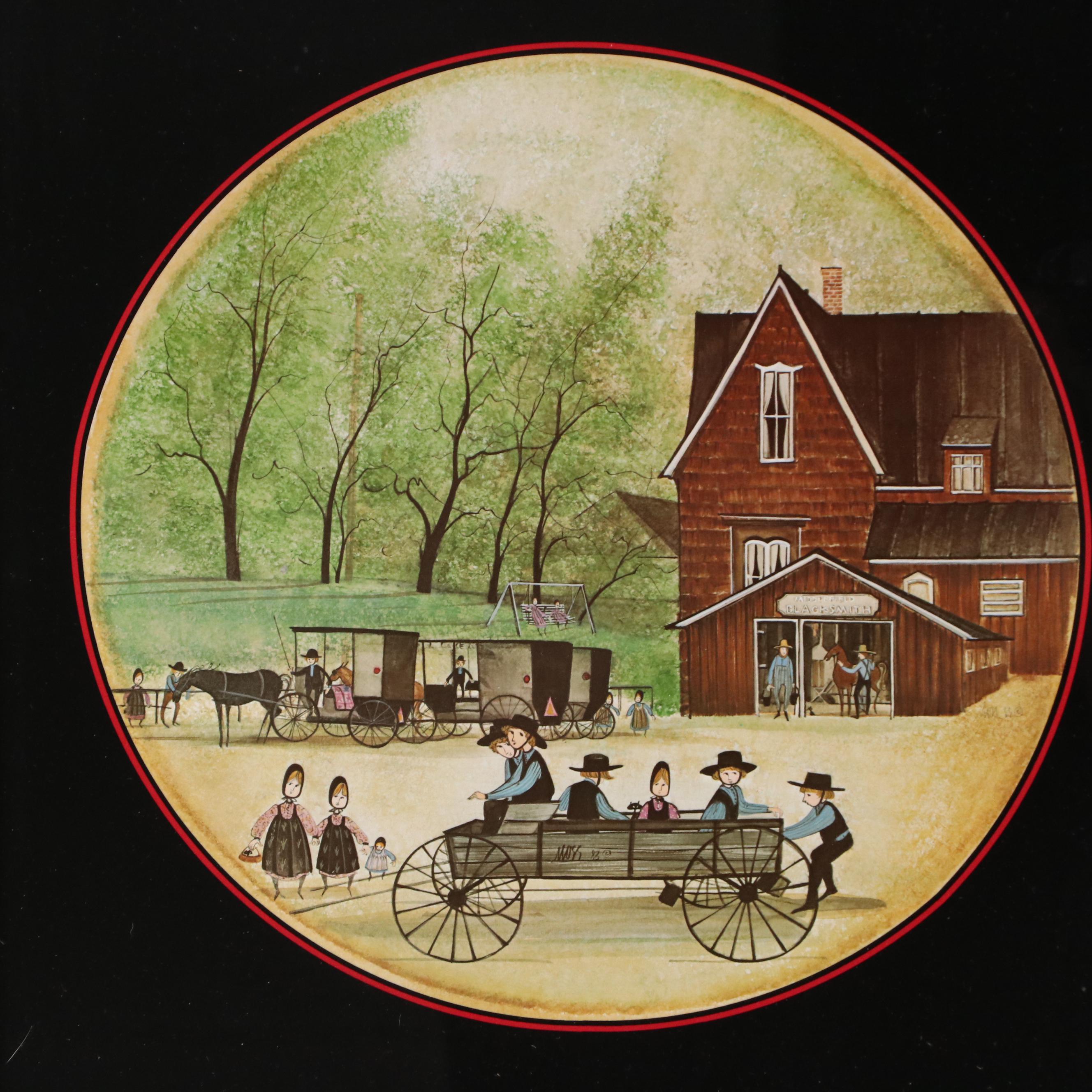 Offset Lithograph Posters After Patricia Buckley Moss "Ohio" and "Indiana"