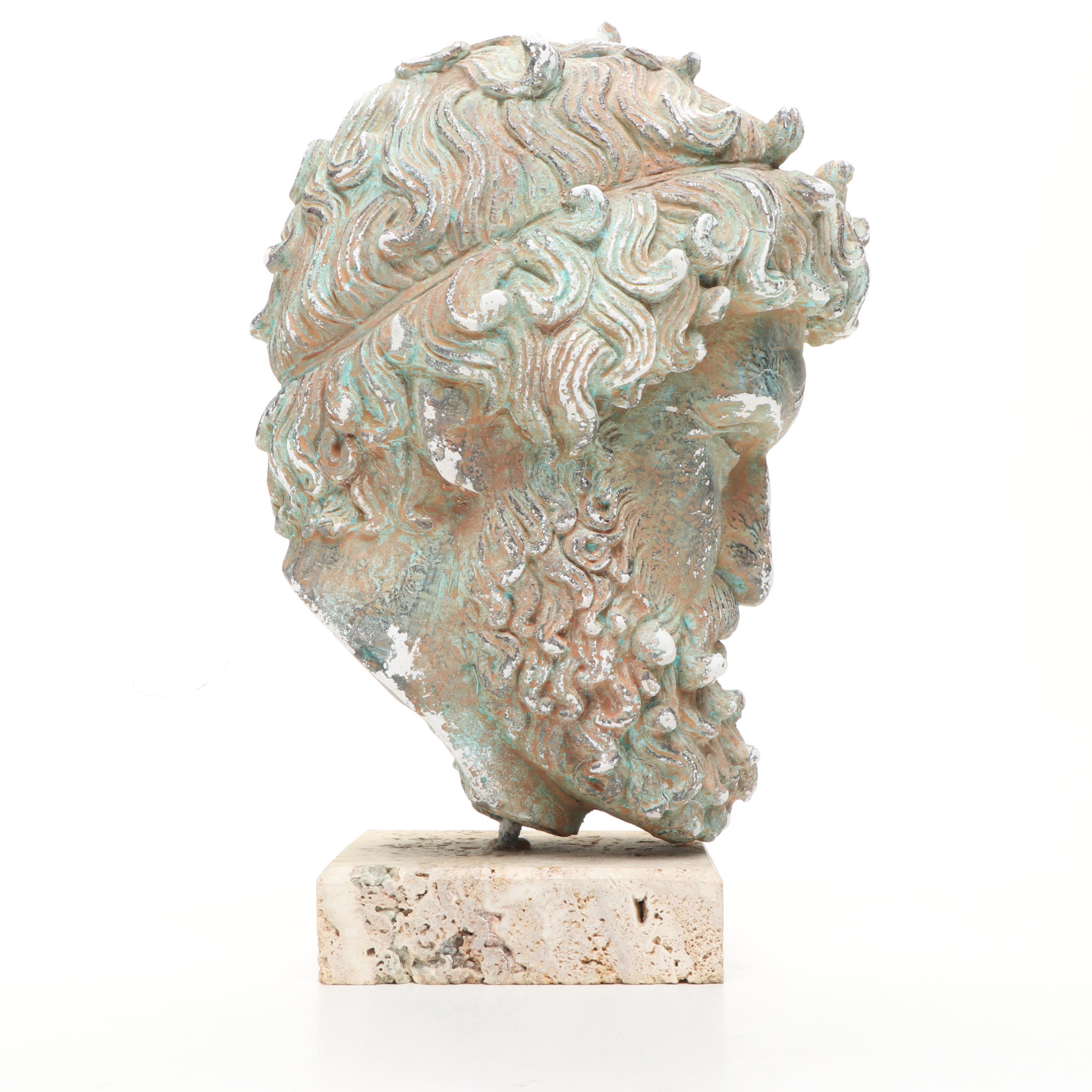 Hellenistic Greek Style Plaster Portrait Bust from Olympia Museum "Boxer"