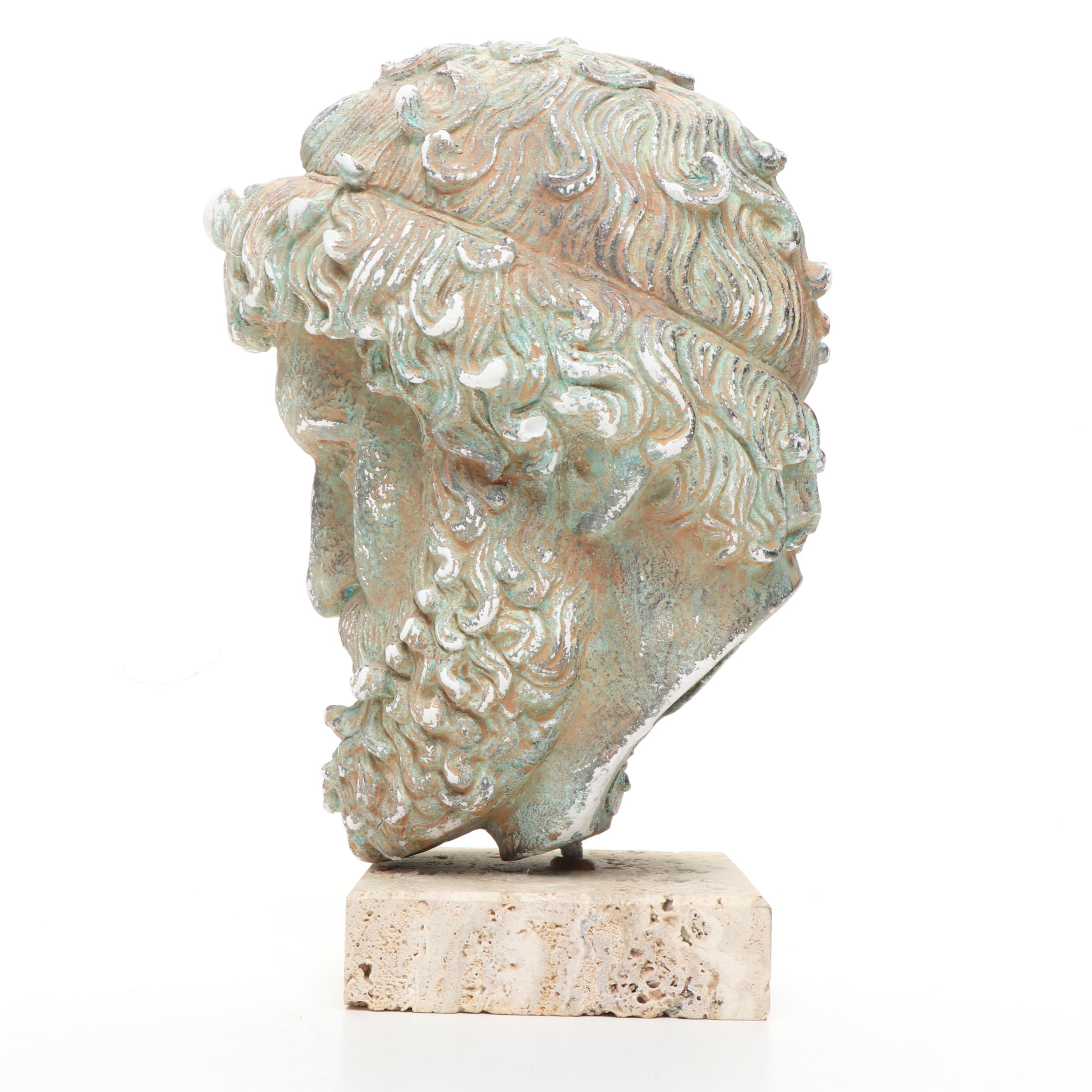 Hellenistic Greek Style Plaster Portrait Bust from Olympia Museum "Boxer"