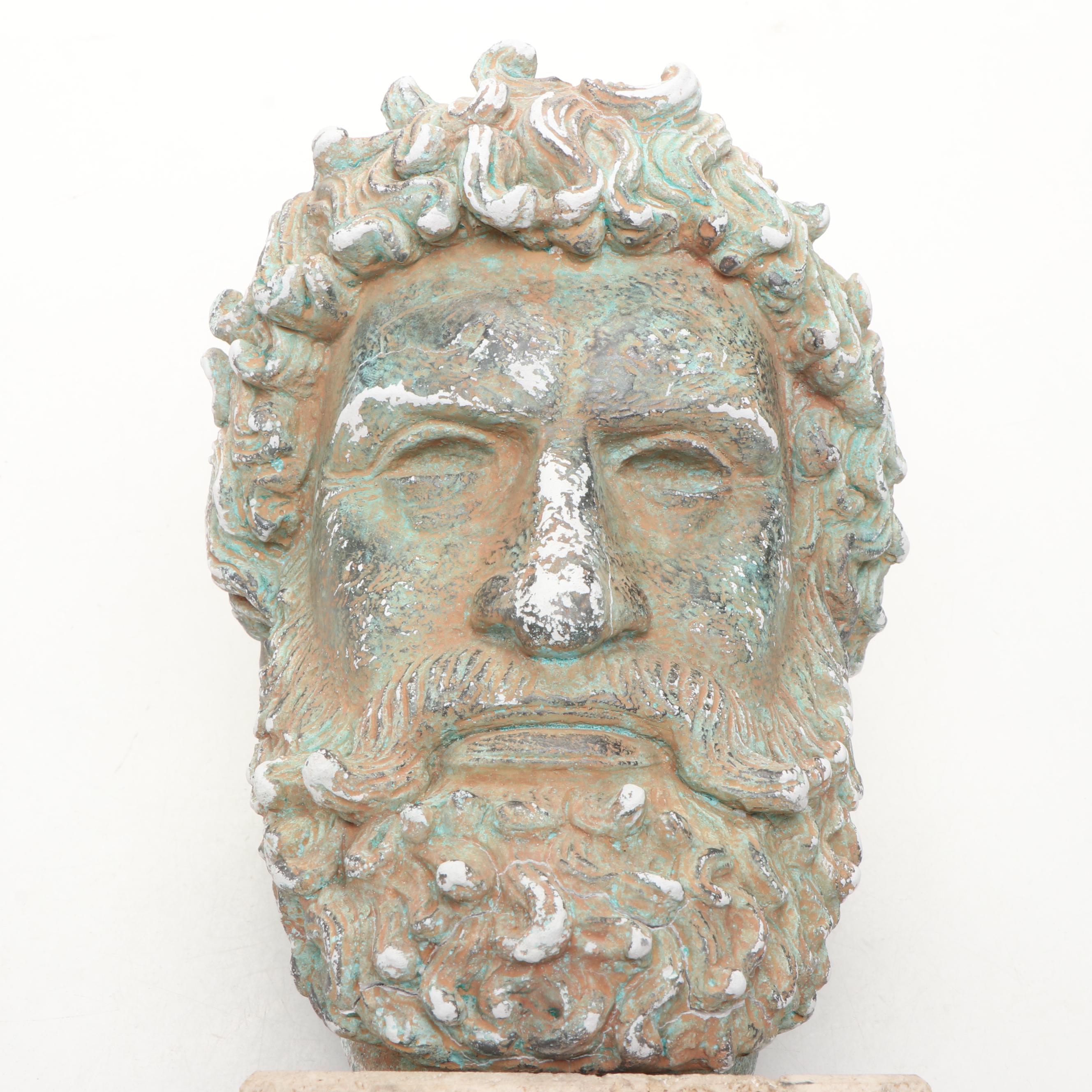 Hellenistic Greek Style Plaster Portrait Bust from Olympia Museum "Boxer"