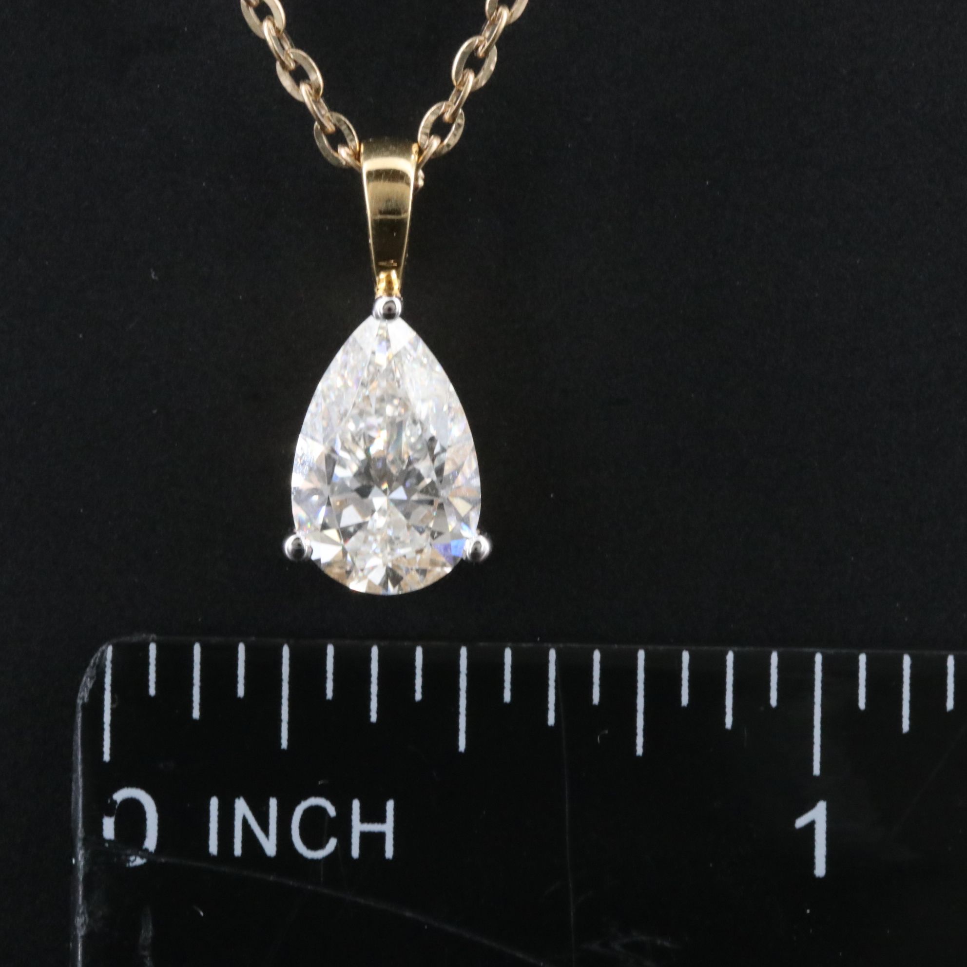 14K 1.70 CT Lab Grown Diamond Solitaire Pendant Necklace with IGI Report