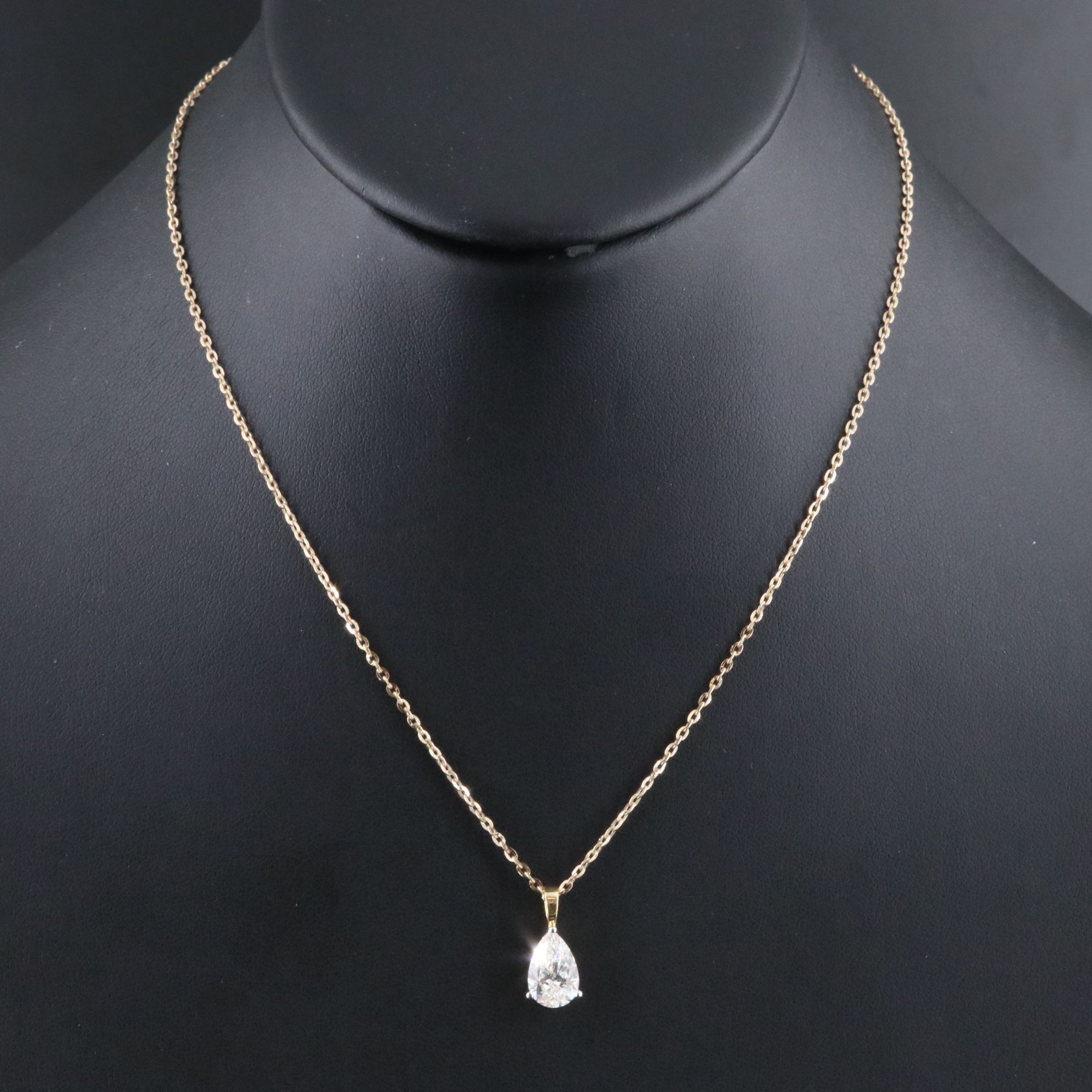 14K 1.70 CT Lab Grown Diamond Solitaire Pendant Necklace with IGI Report