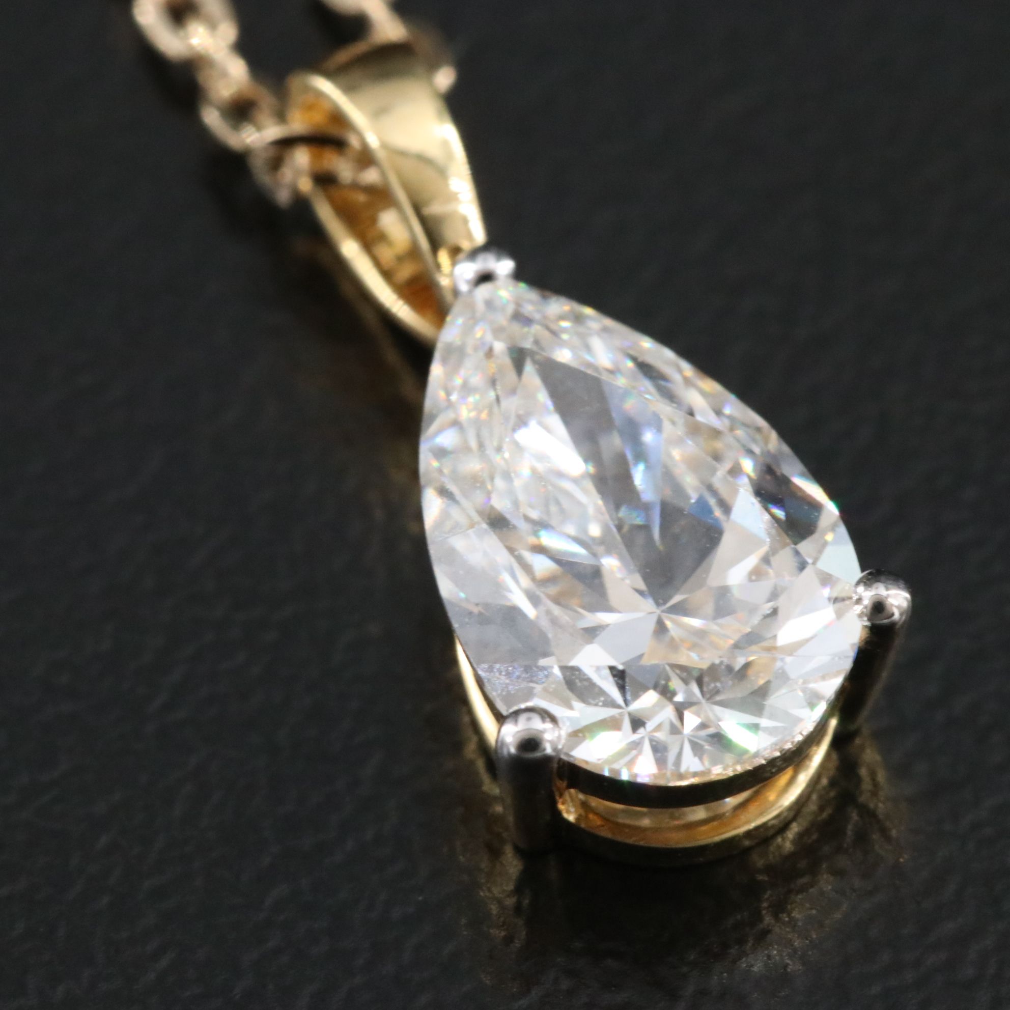 14K 1.70 CT Lab Grown Diamond Solitaire Pendant Necklace with IGI Report