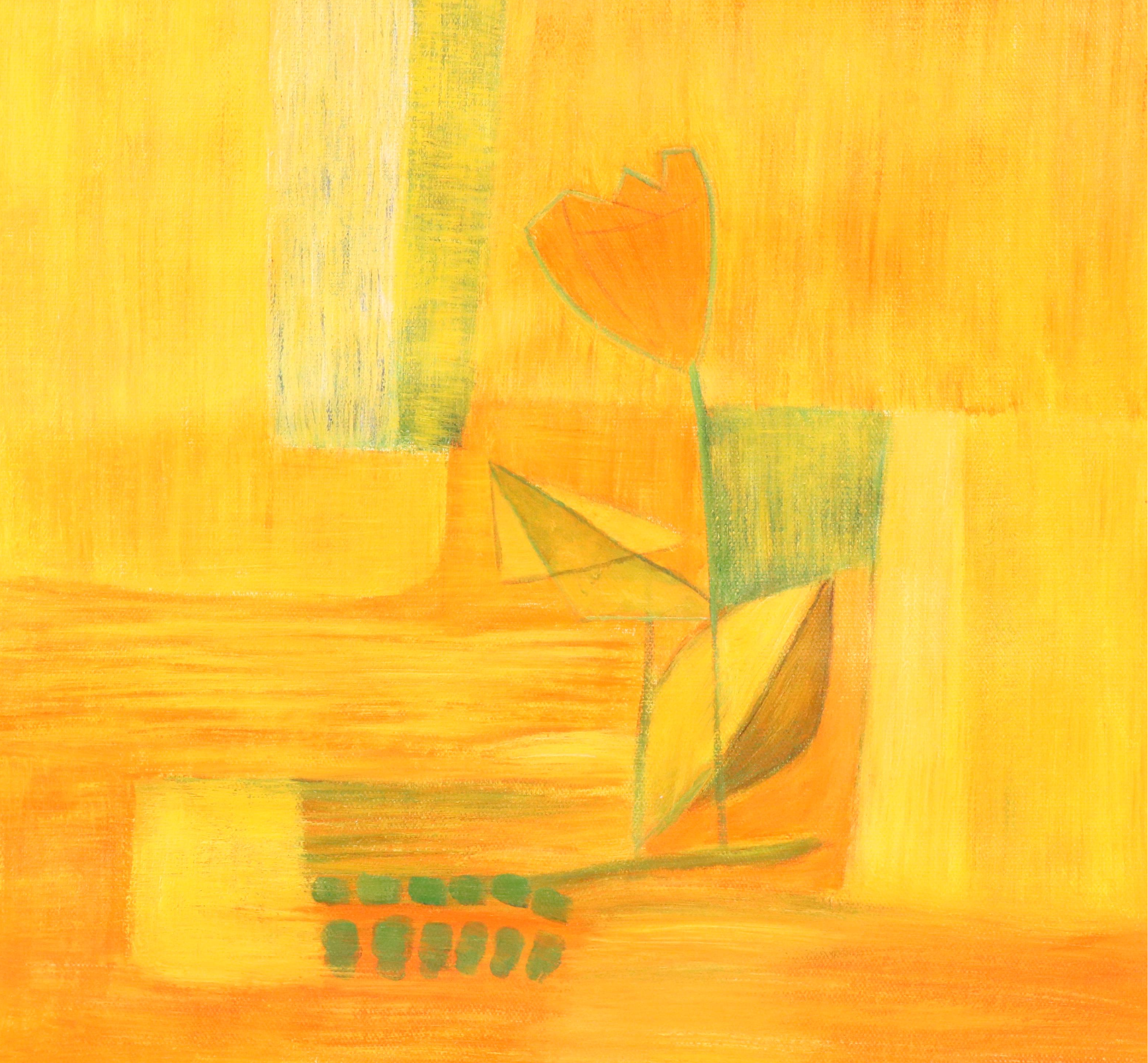 Zheng Oil Painting of Abstract Geometric Tulip, 21st Century