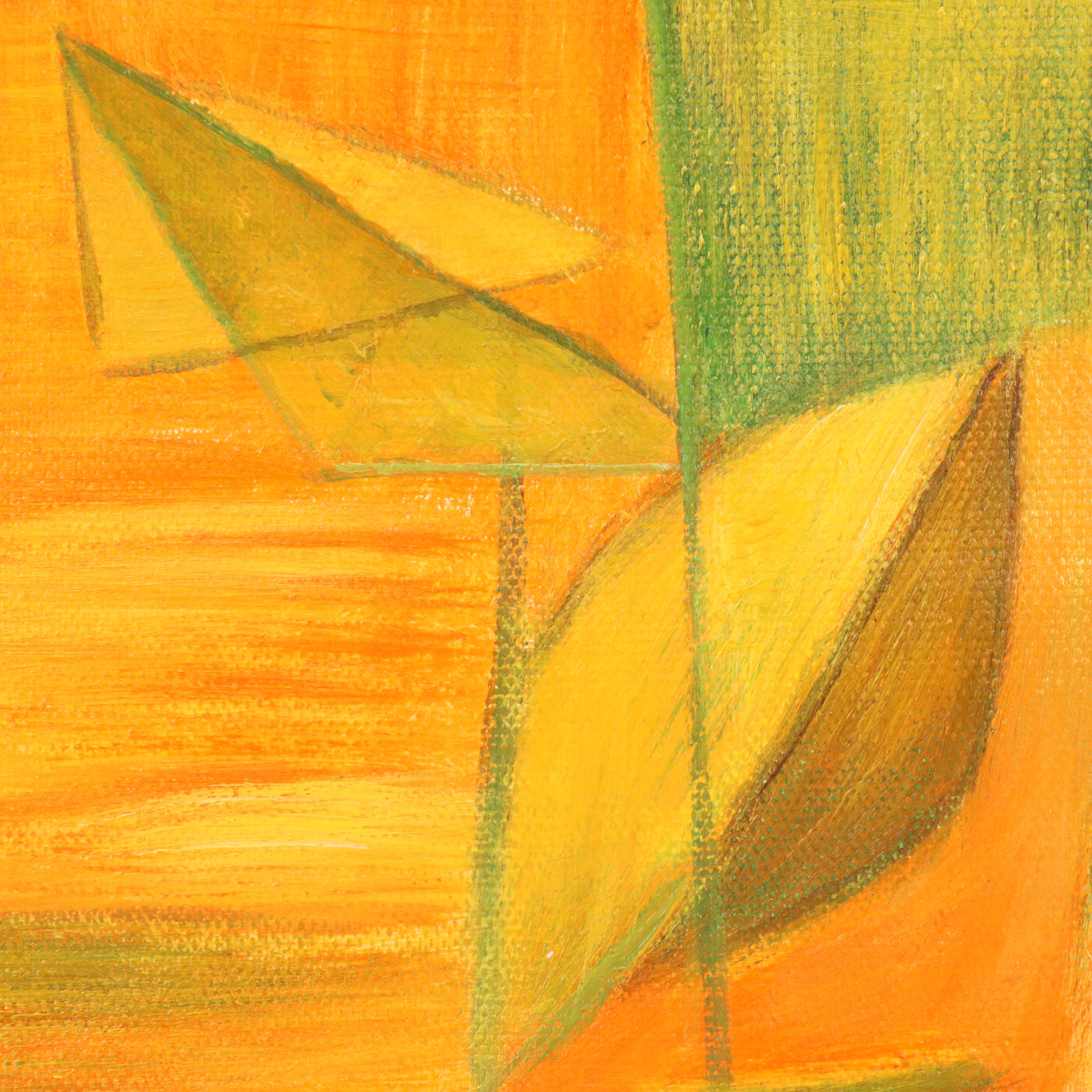 Zheng Oil Painting of Abstract Geometric Tulip, 21st Century