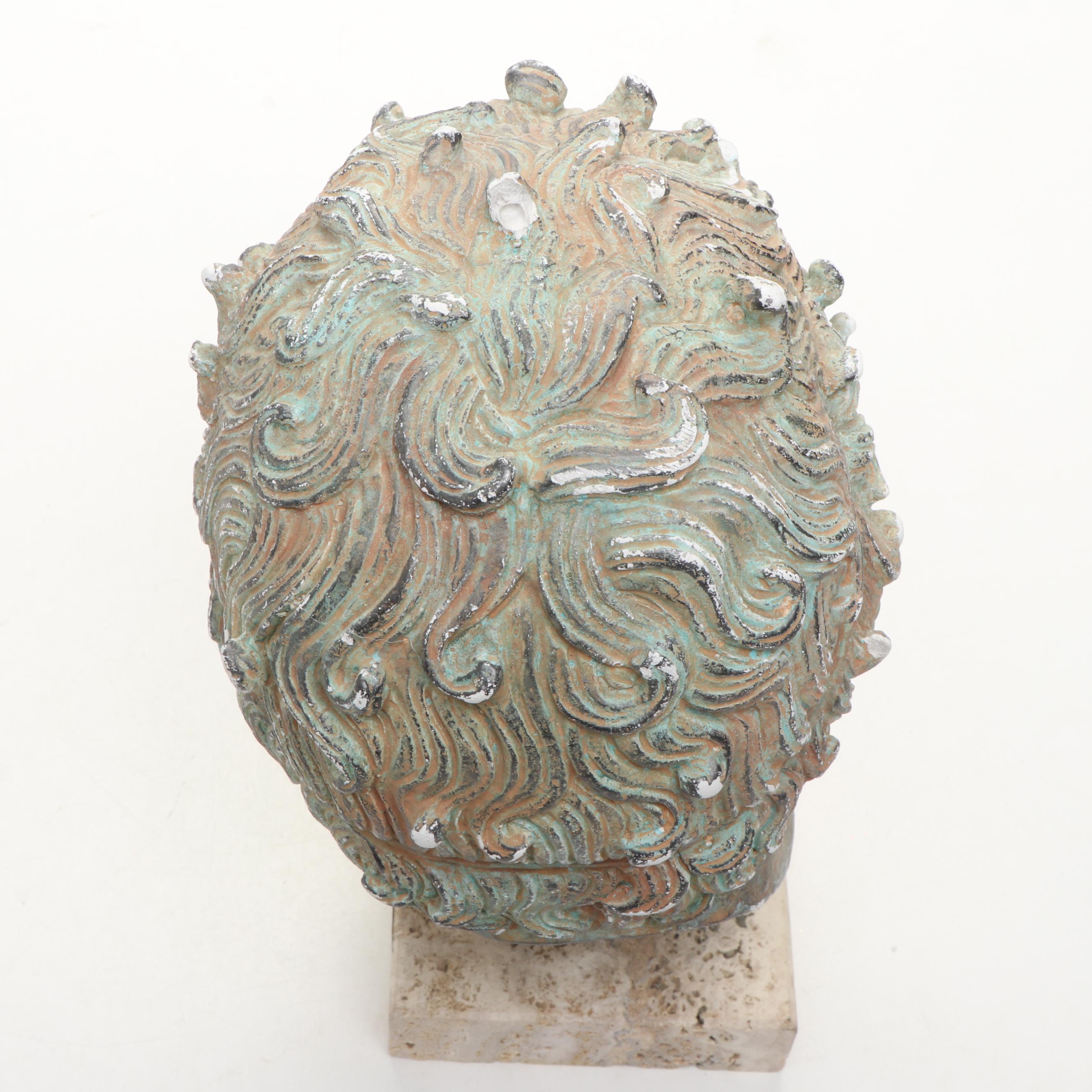 Hellenistic Greek Style Plaster Portrait Bust from Olympia Museum "Boxer"