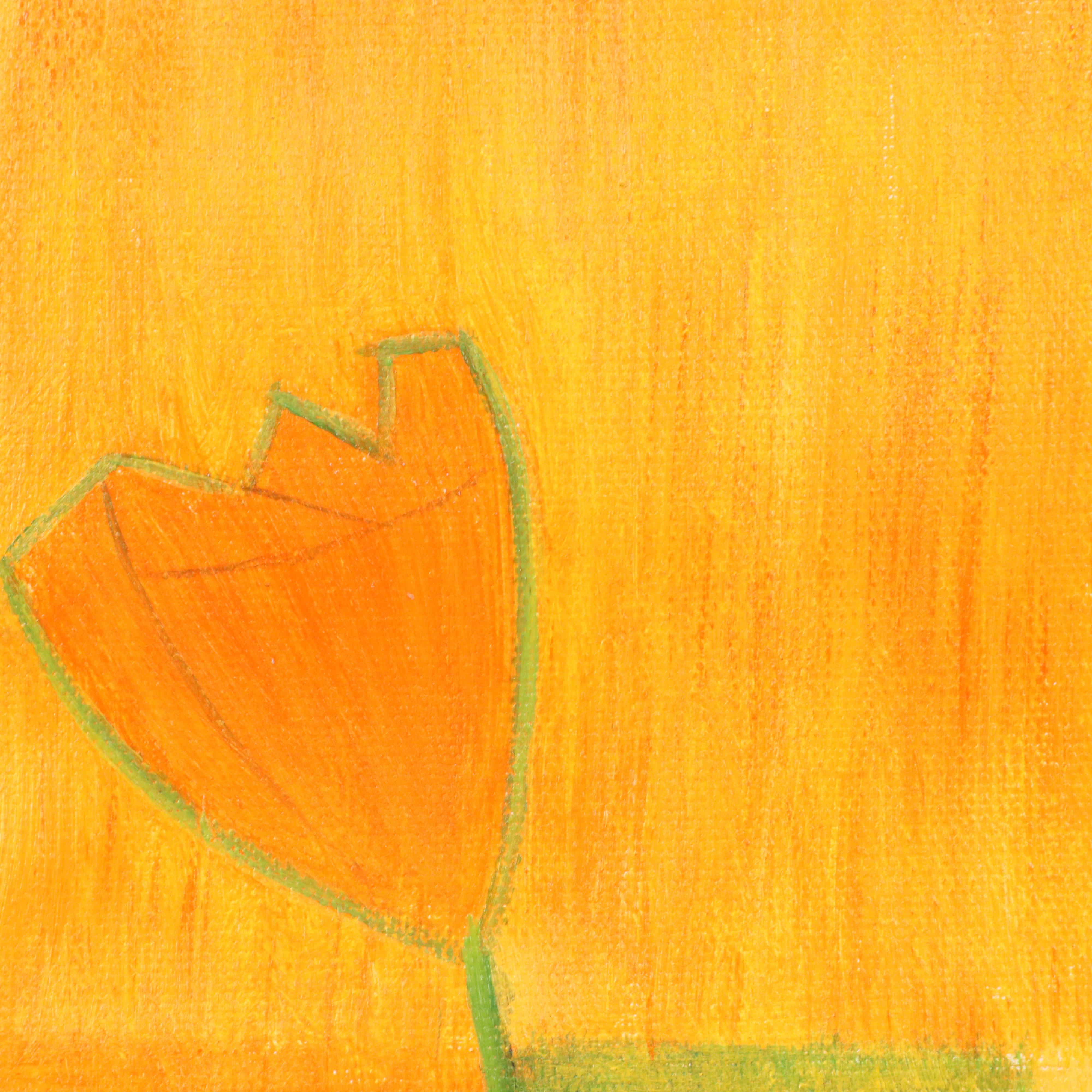 Zheng Oil Painting of Abstract Geometric Tulip, 21st Century